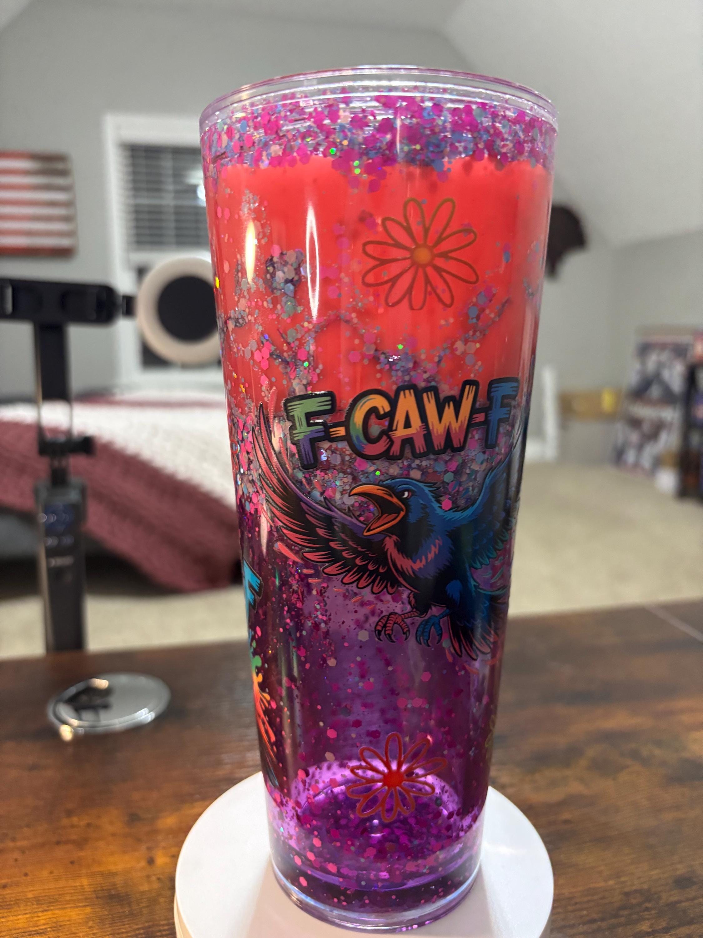 F-CAW-F Chicken Snow Globe Tumbler | Handmade Lava Cup | Funny Farmhouse Gift