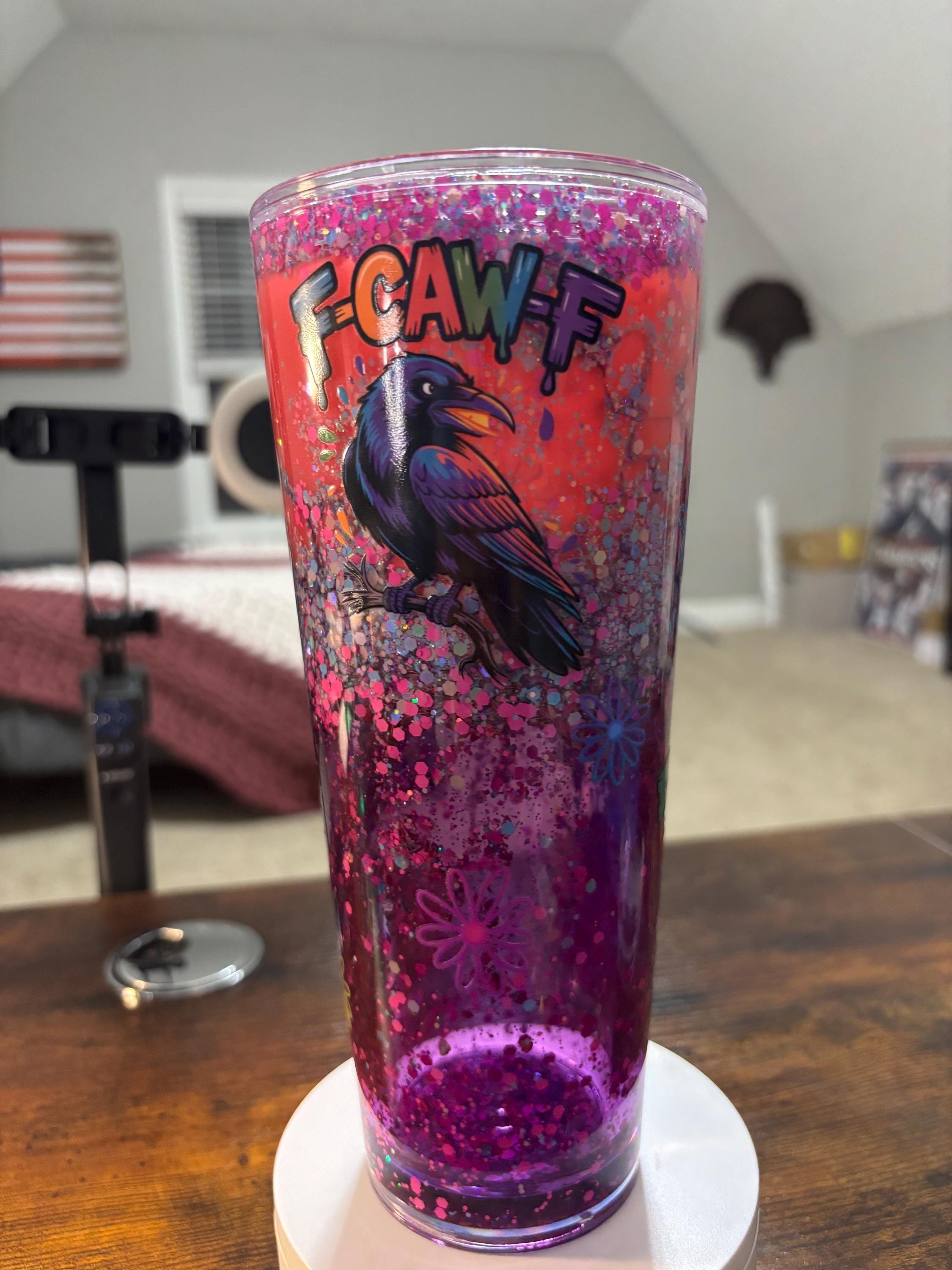 F-CAW-F Chicken Snow Globe Tumbler | Handmade Lava Cup | Funny Farmhouse Gift