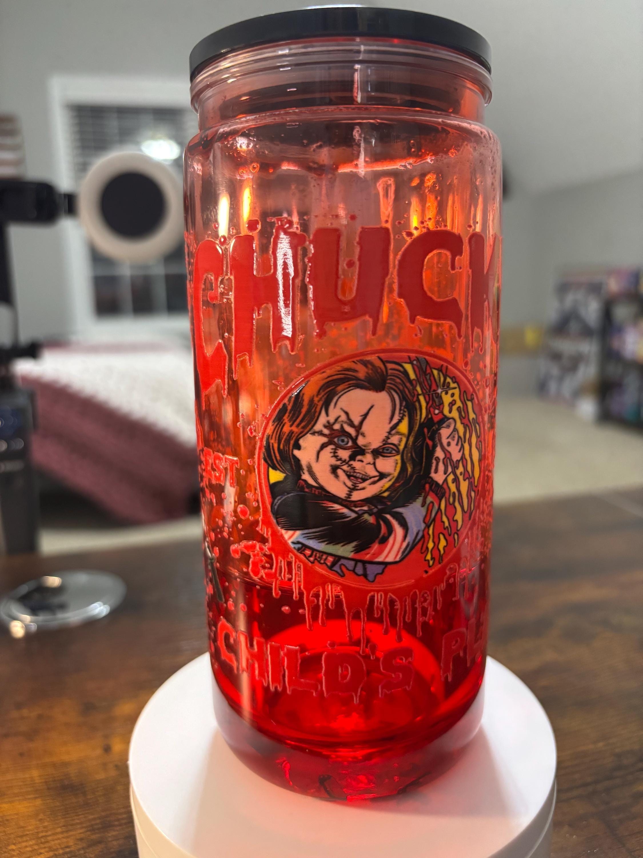 Chucky Doll Snow Globe Tumbler | Handmade 20oz Acrylic Horror Cup | Slasher Fan Gift