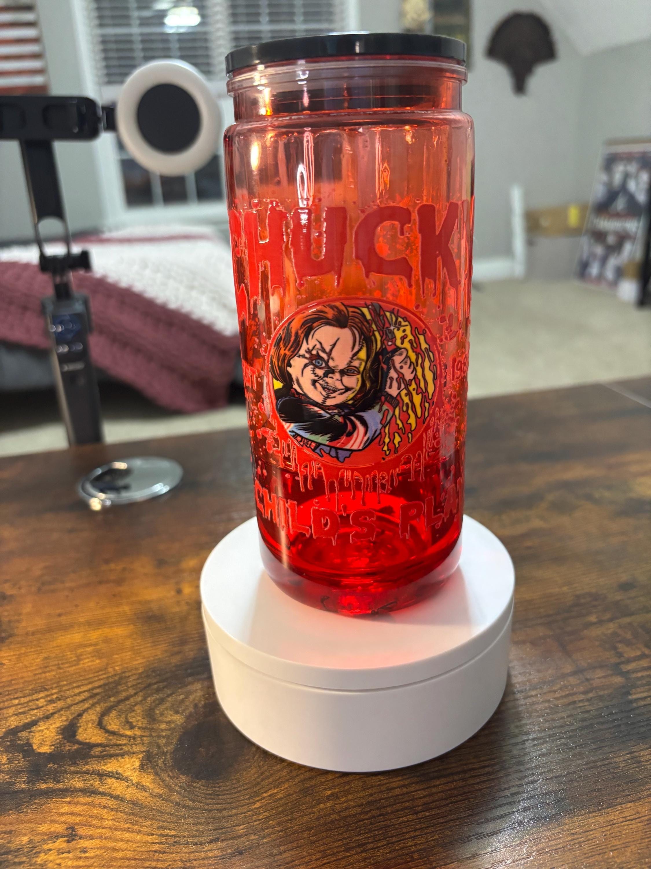 Chucky Doll Snow Globe Tumbler | Handmade 20oz Acrylic Horror Cup | Slasher Fan Gift
