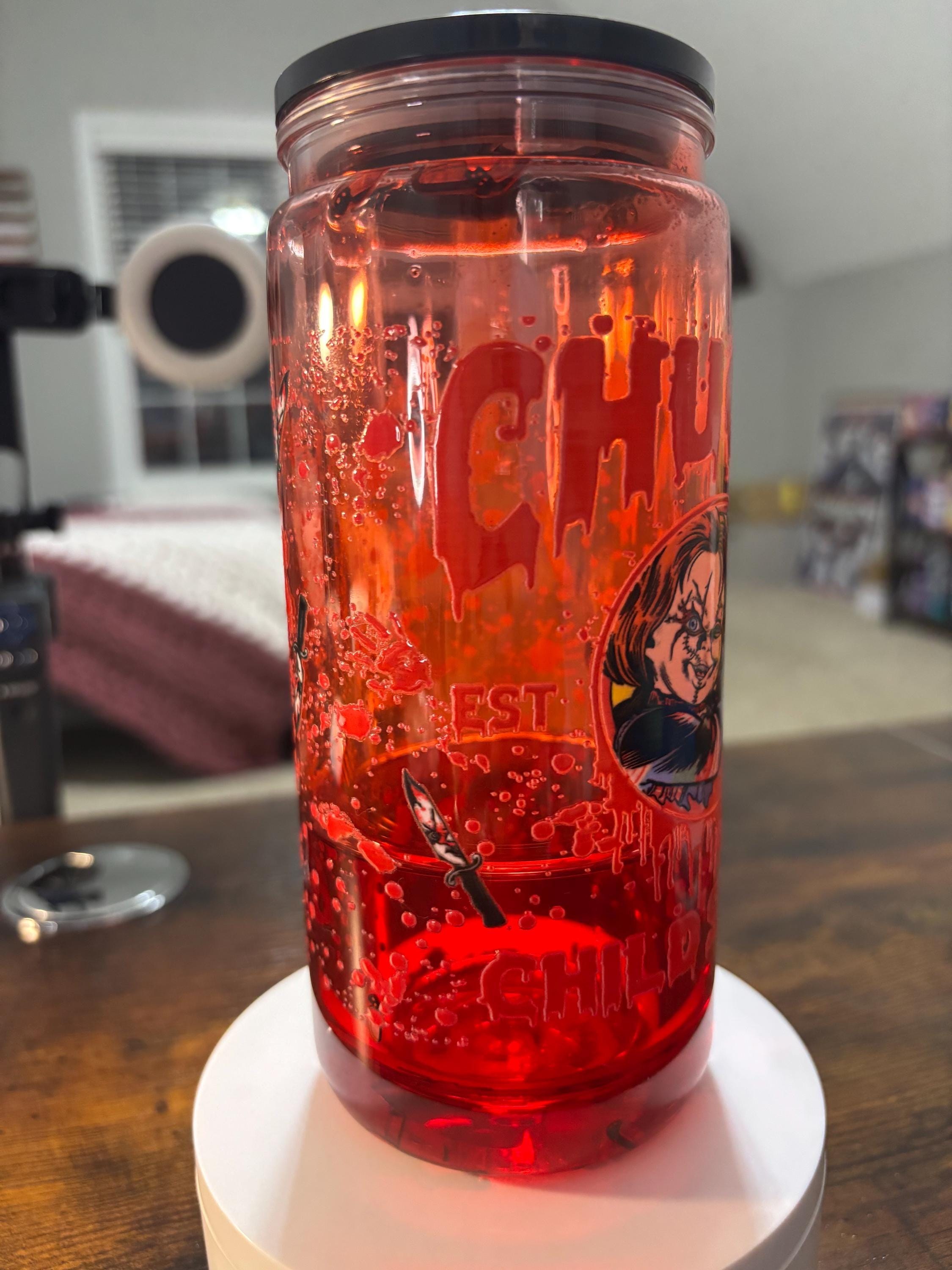 Chucky Doll Snow Globe Tumbler | Handmade 20oz Acrylic Horror Cup | Slasher Fan Gift