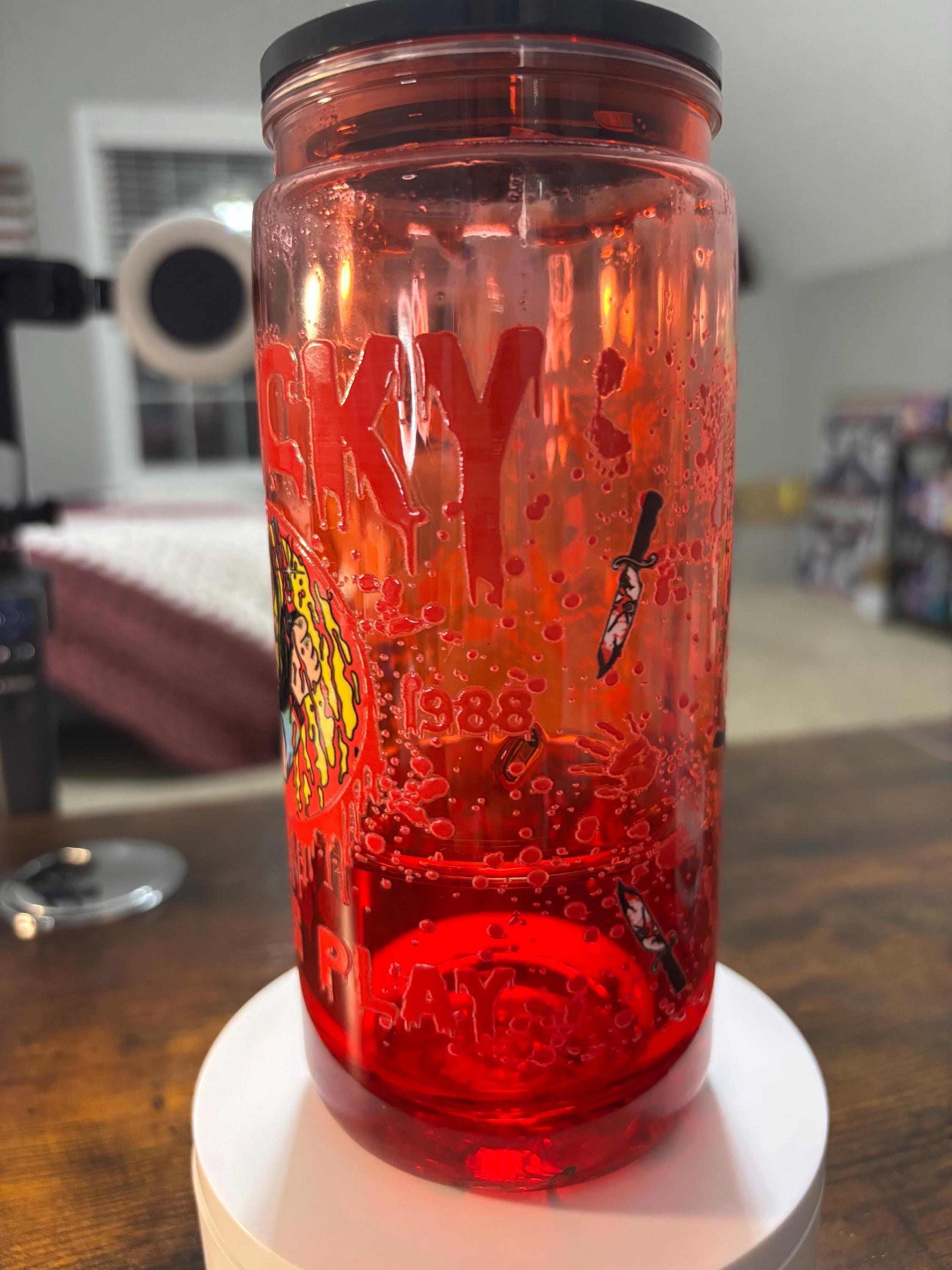 Chucky Doll Snow Globe Tumbler | Handmade 20oz Acrylic Horror Cup | Slasher Fan Gift