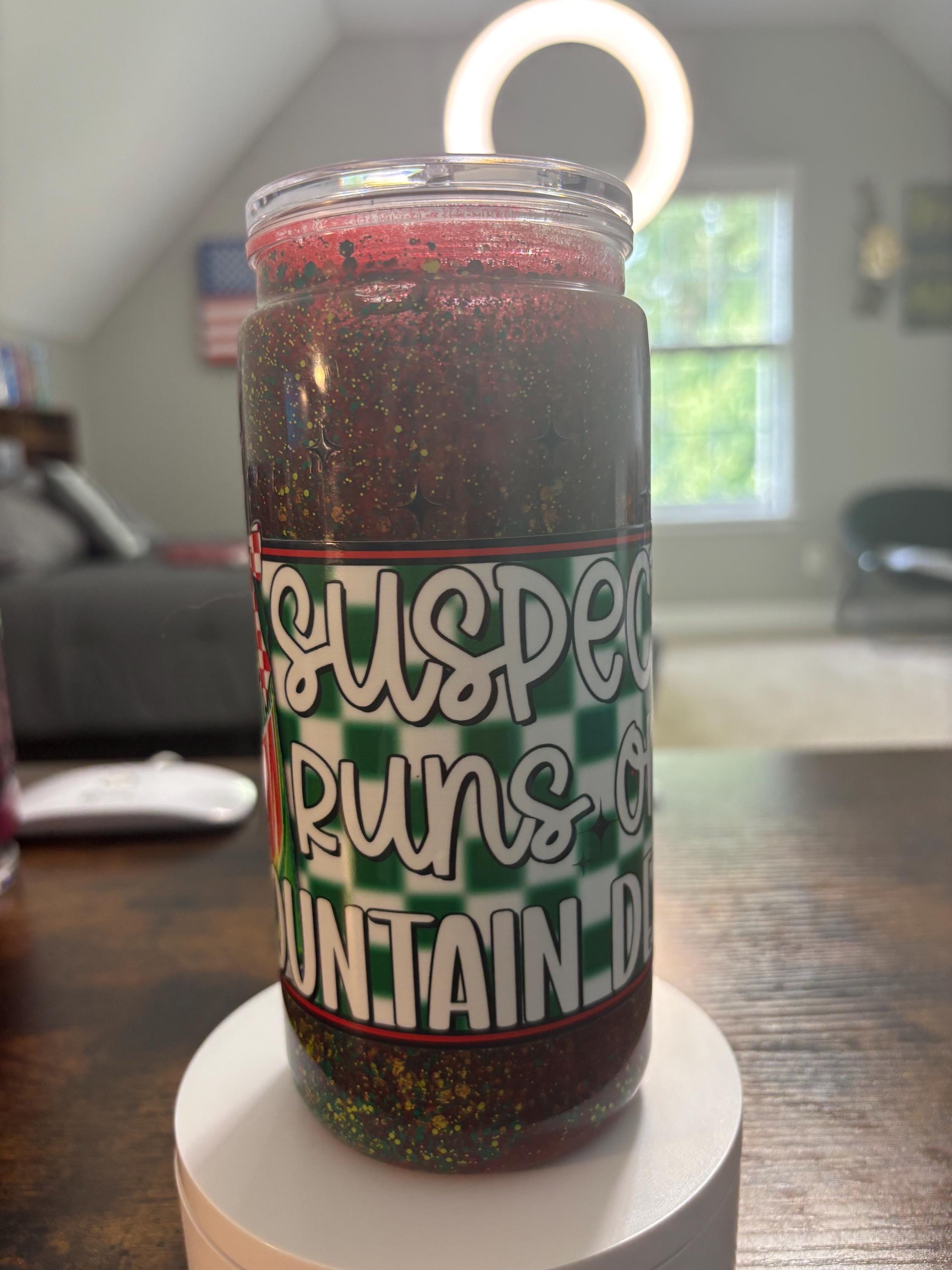Suspect Runs on Soda Snow Globe Tumbler | 20oz Handmade Funny True Crime Cup