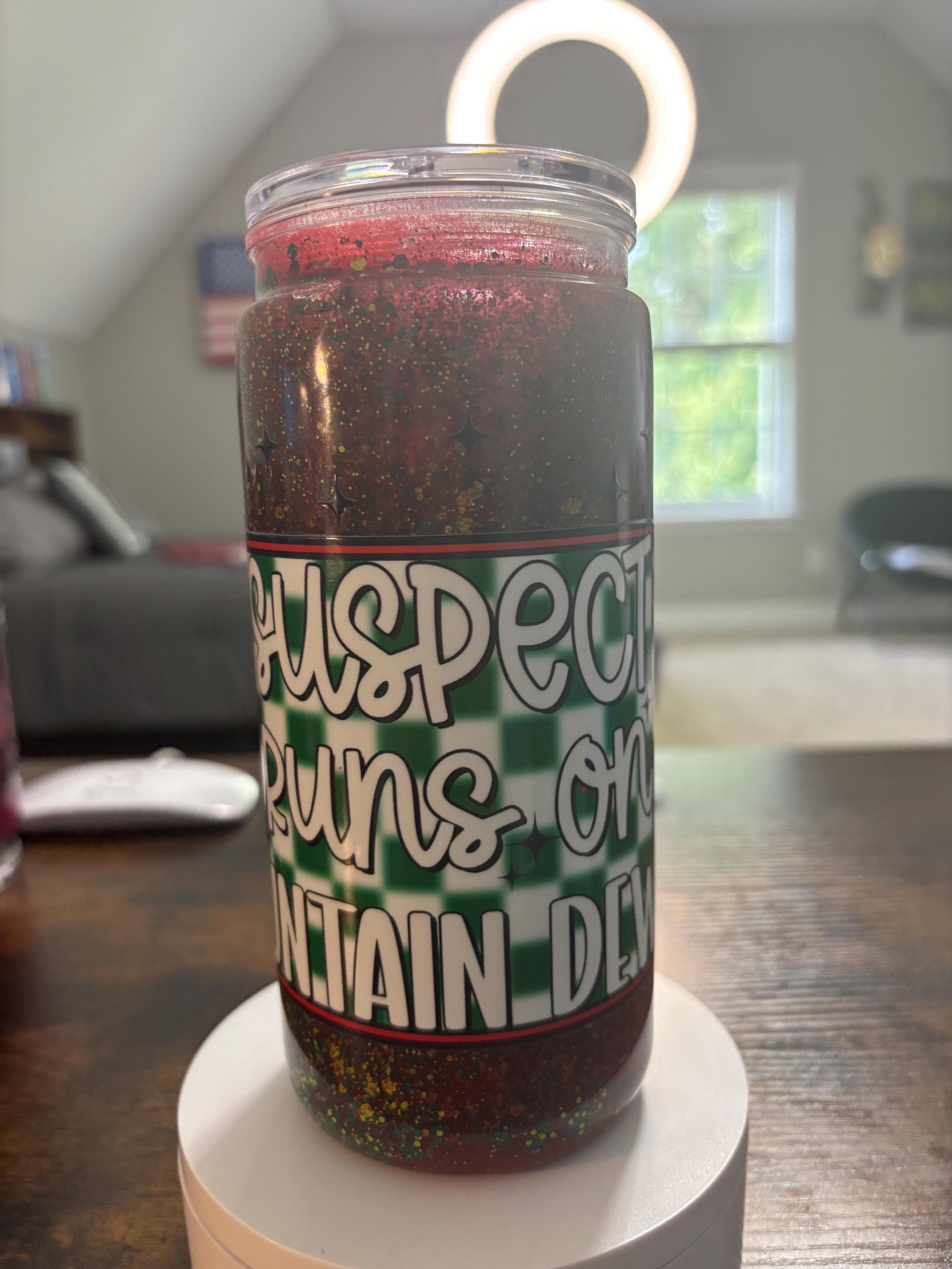 Suspect Runs on Soda Snow Globe Tumbler | 20oz Handmade Funny True Crime Cup
