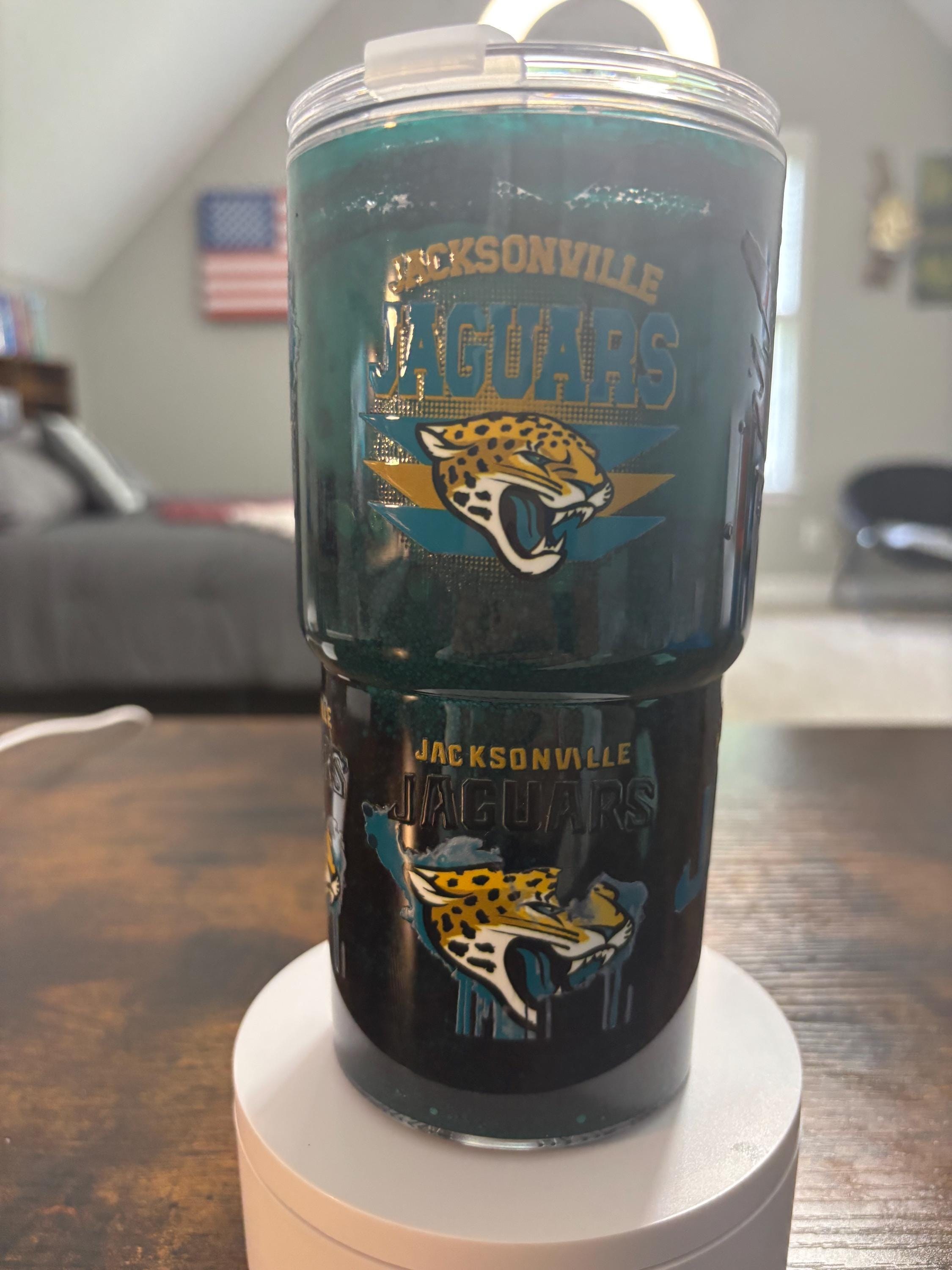 Jacksonville Jaguars Snow Globe Tumbler | 20oz Beveled Edge Handmade NFL Fan Cup