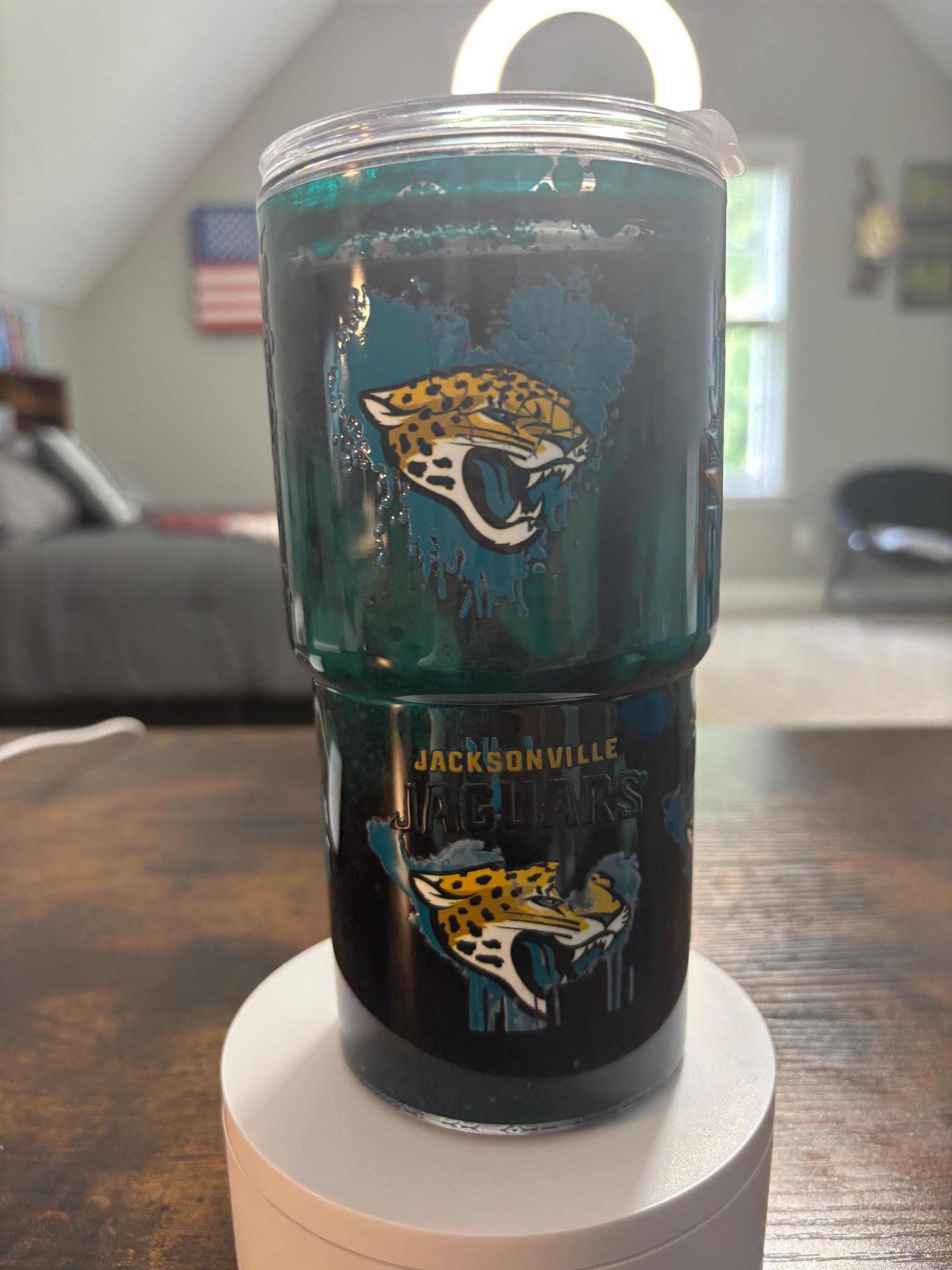 Jacksonville Jaguars Snow Globe Tumbler | 20oz Beveled Edge Handmade NFL Fan Cup