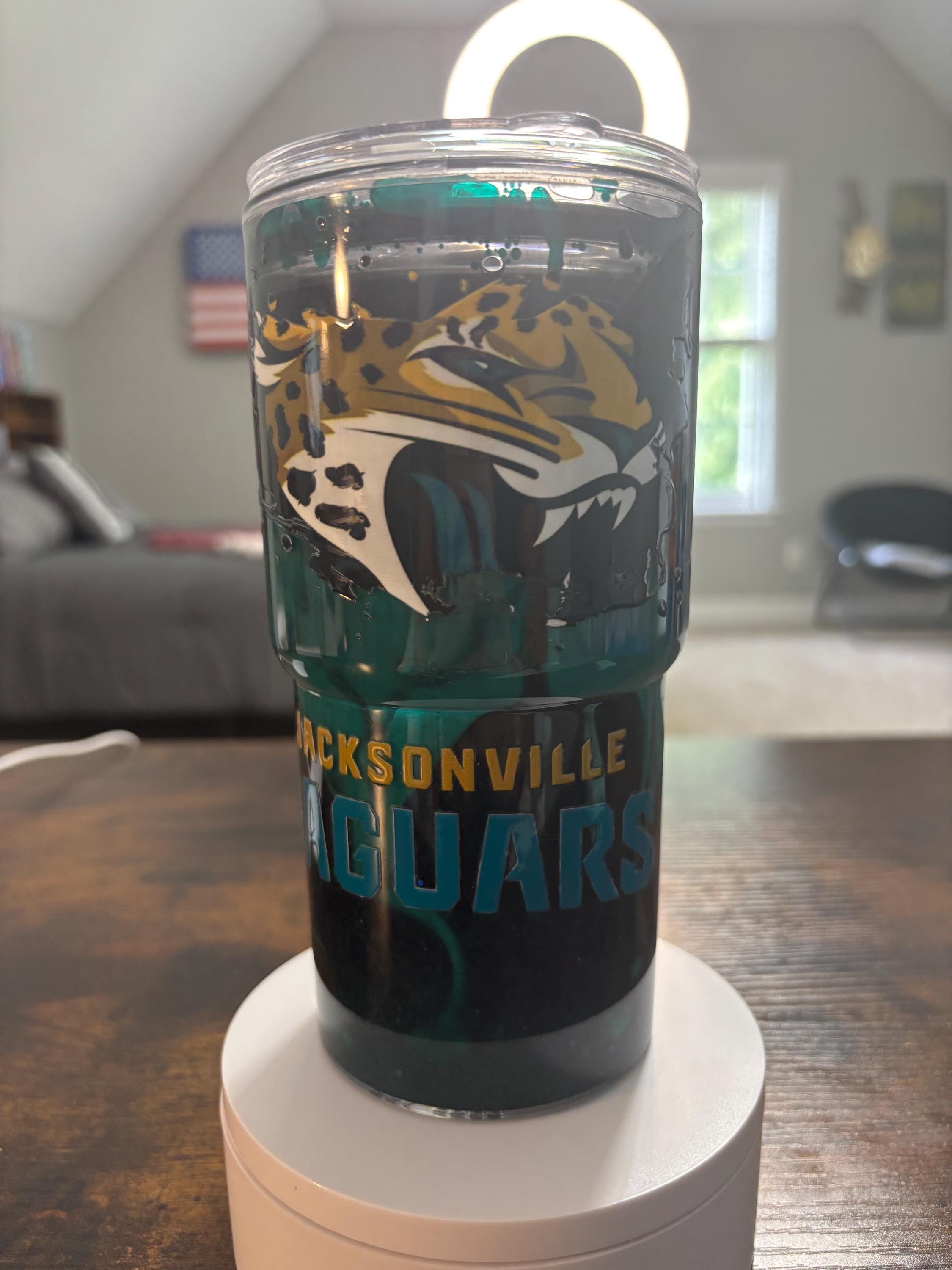 Jacksonville Jaguars Snow Globe Tumbler | 20oz Beveled Edge Handmade NFL Fan Cup