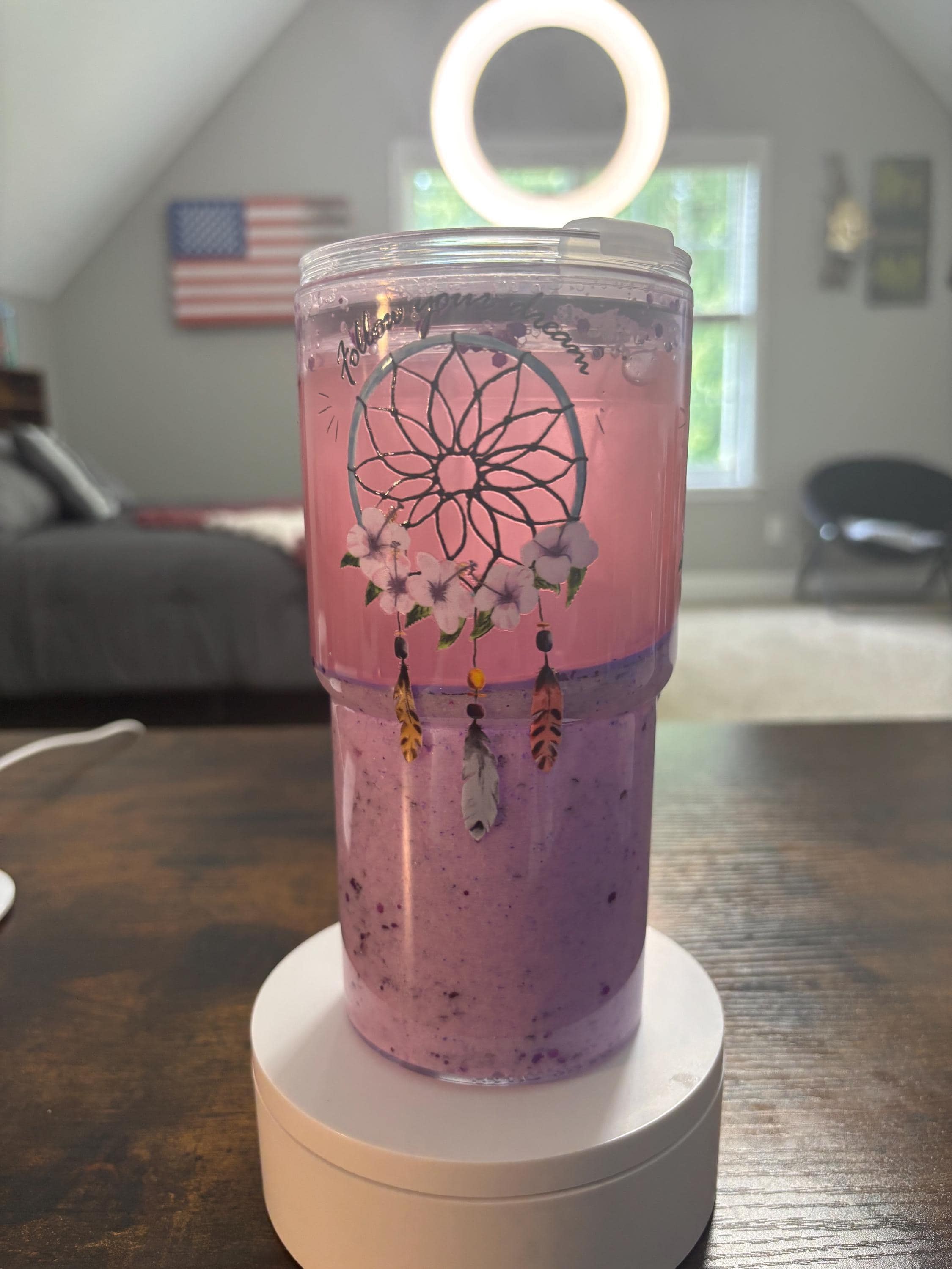 Follow Your Dreams Beveled Snow Globe Tumbler | 20oz Handmade Boho Inspirational Cup