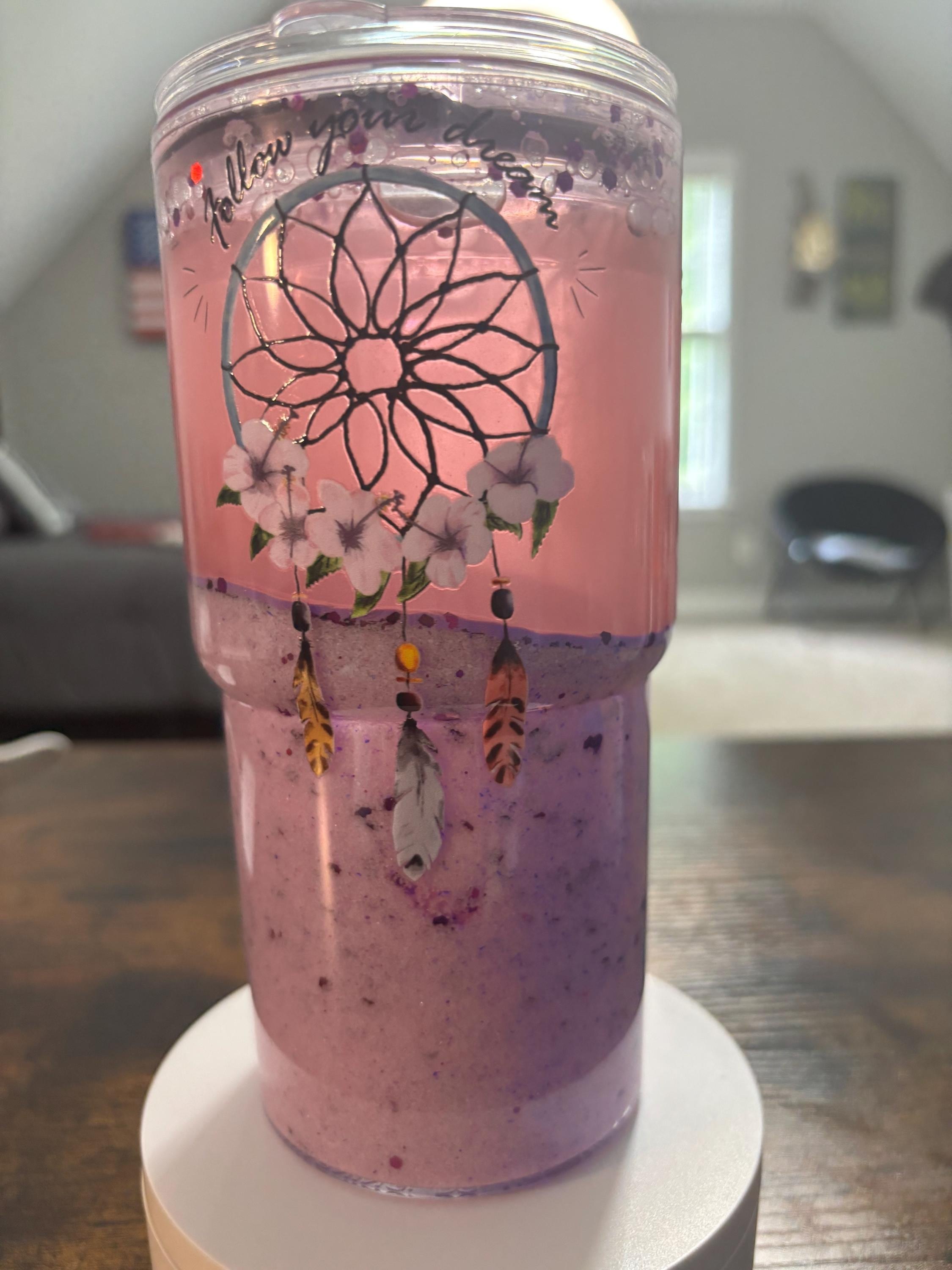 Follow Your Dreams Beveled Snow Globe Tumbler | 20oz Handmade Boho Inspirational Cup