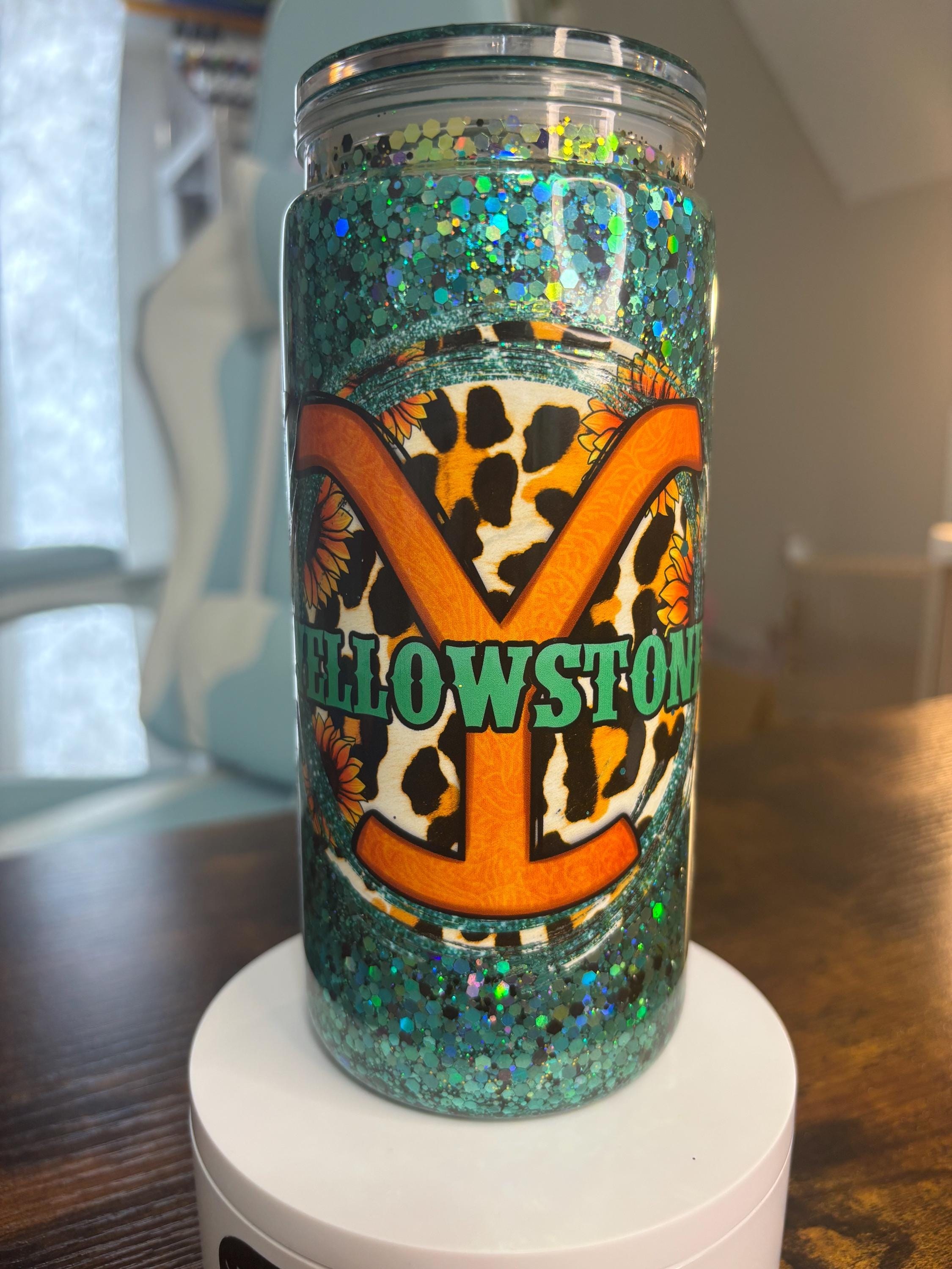 Yellowstone Snow Globe Tumbler | Handmade 20oz Acrylic Snowglobe Cup | Western Cowgirl Gift