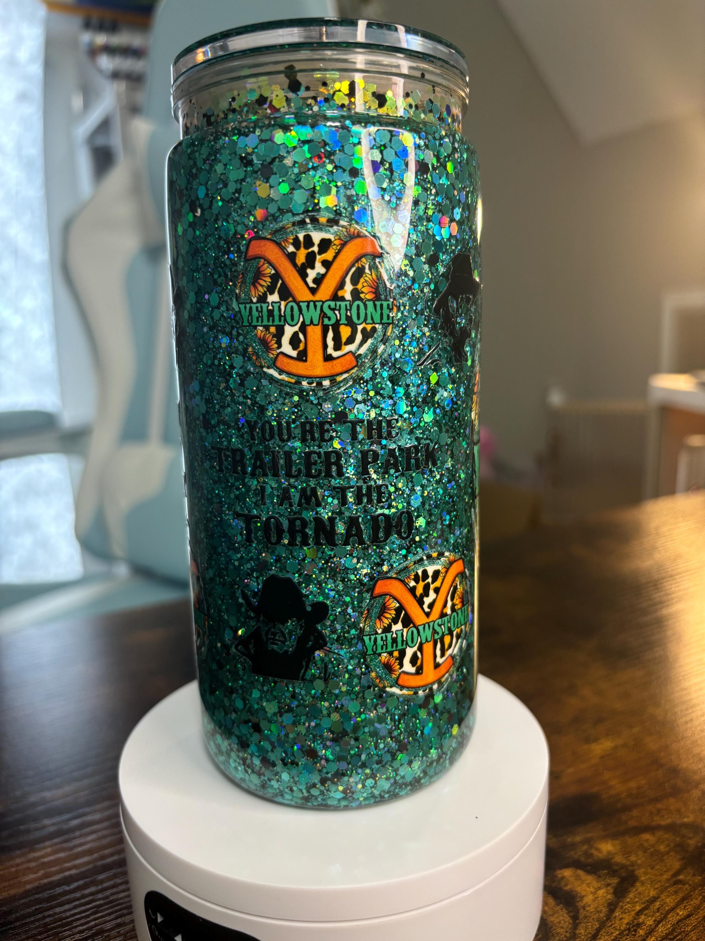 Yellowstone Snow Globe Tumbler | Handmade 20oz Acrylic Snowglobe Cup | Western Cowgirl Gift