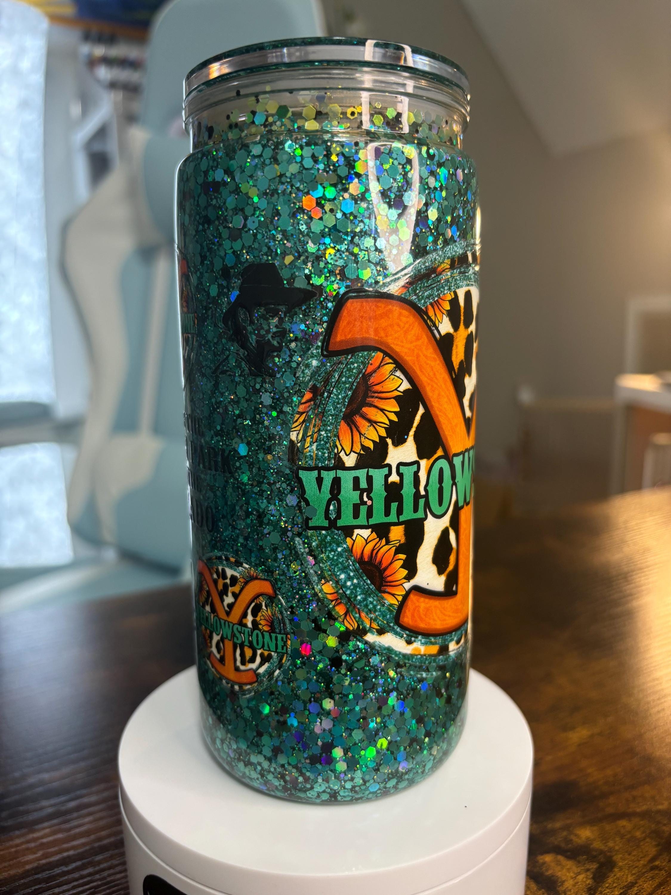 Yellowstone Snow Globe Tumbler | Handmade 20oz Acrylic Snowglobe Cup | Western Cowgirl Gift