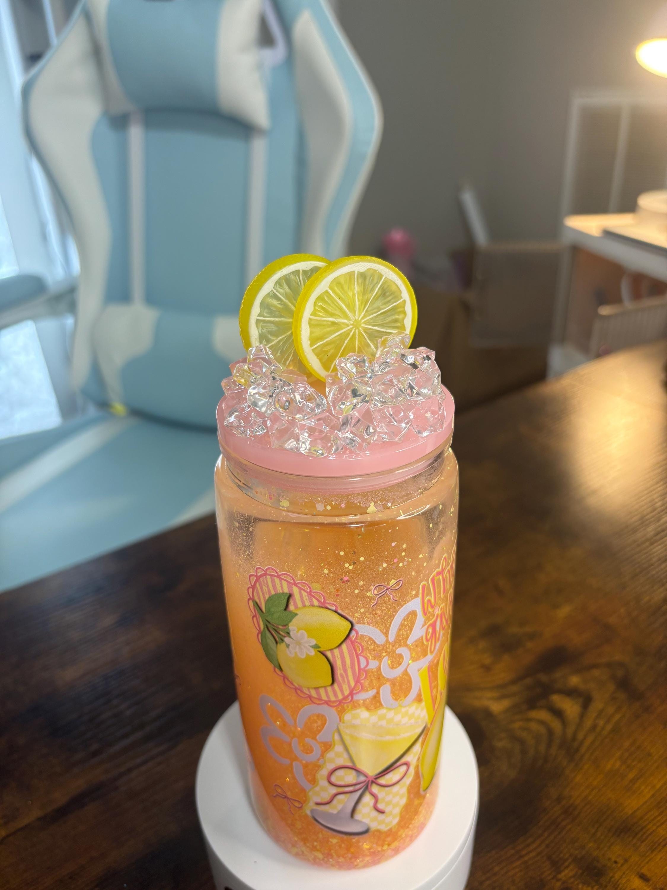 When Life Gives You Lemons Make a Martini Snow Globe Tumbler | 20oz Handmade Cocktail Cup