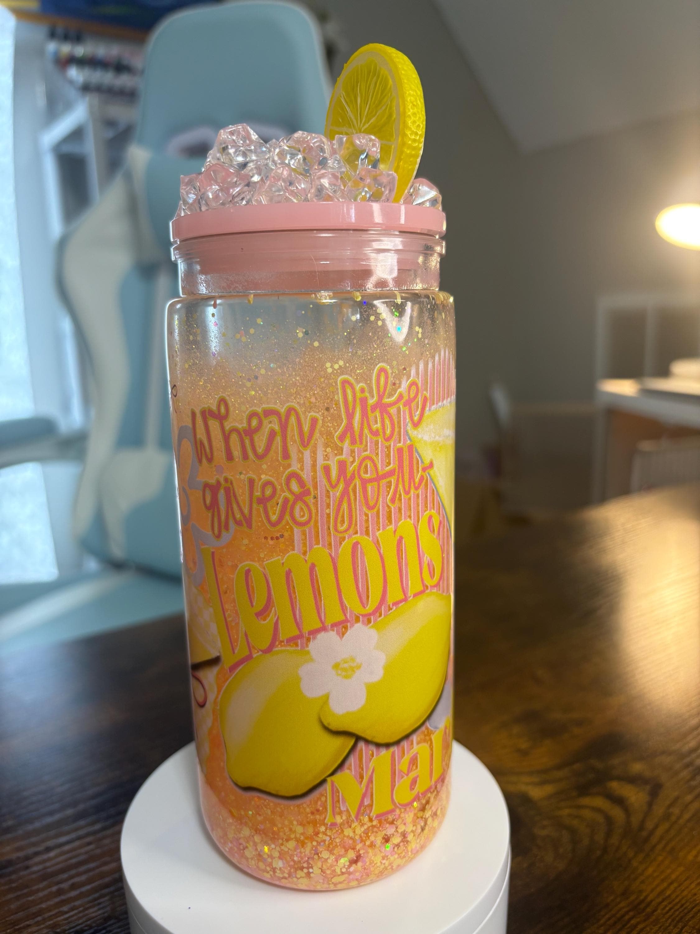 When Life Gives You Lemons Make a Martini Snow Globe Tumbler | 20oz Handmade Cocktail Cup