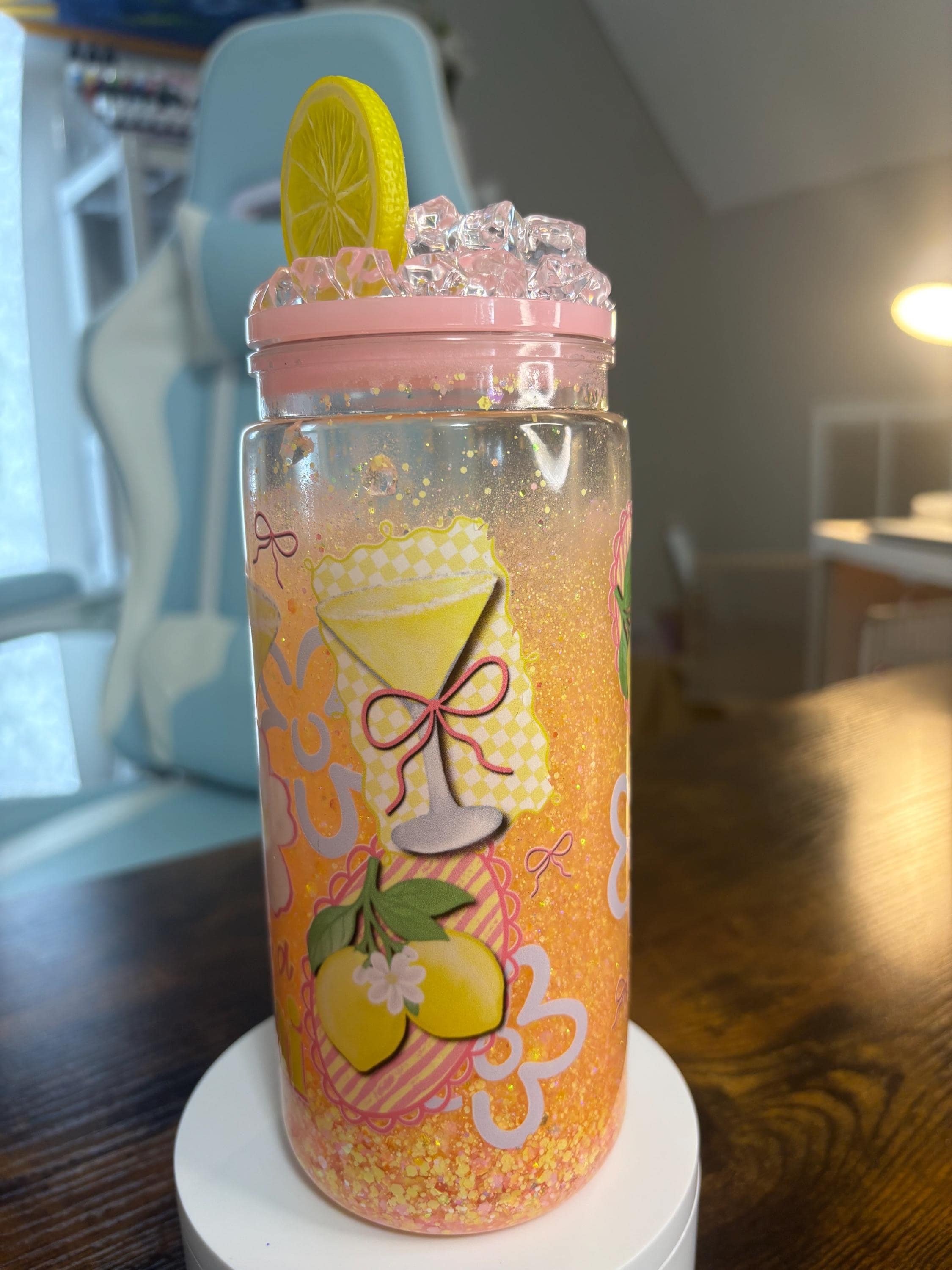 When Life Gives You Lemons Make a Martini Snow Globe Tumbler | 20oz Handmade Cocktail Cup