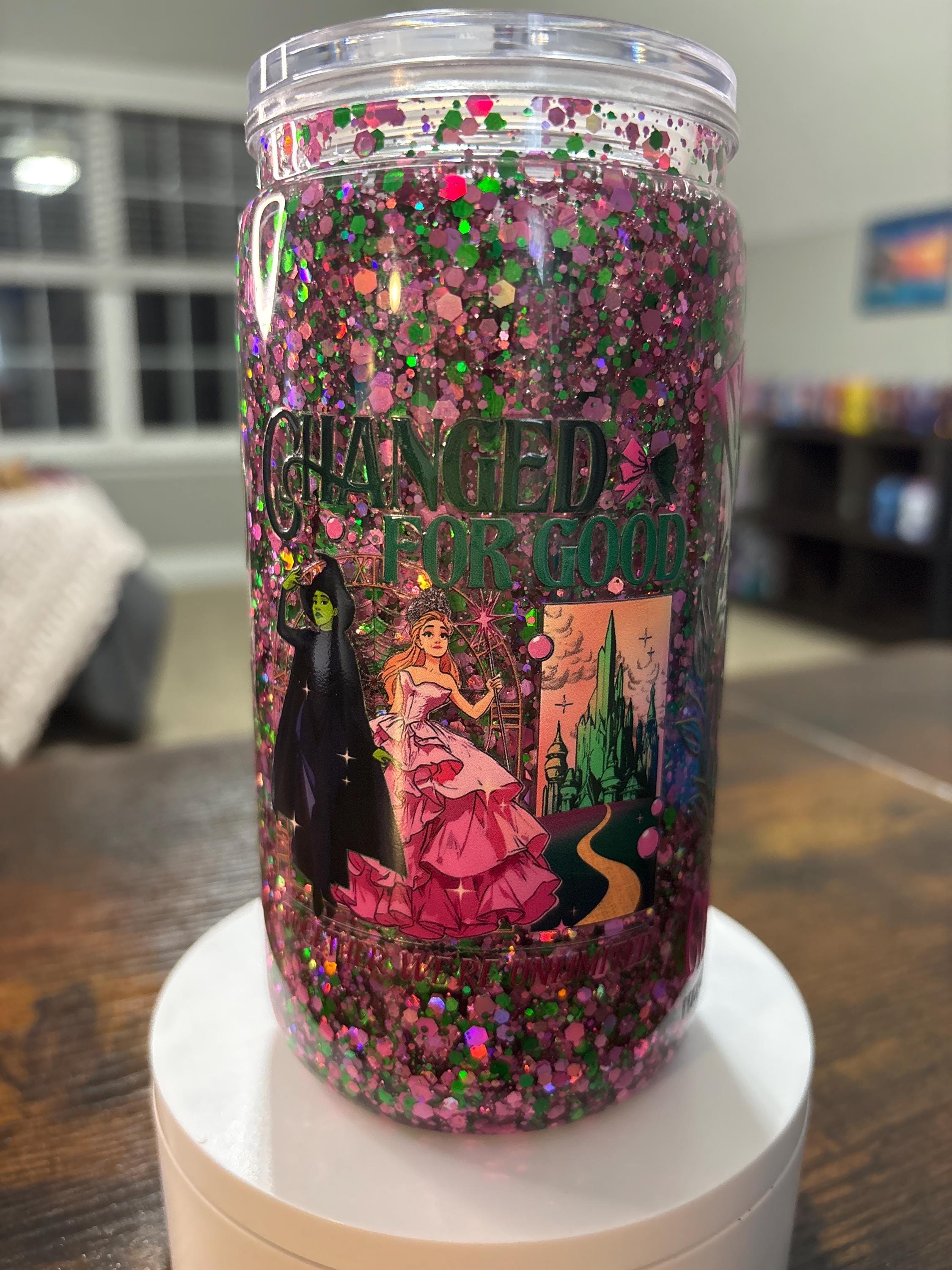 Wicked Change for Good Snow Globe Tumbler | Handmade Broadway Musical Fan Cup