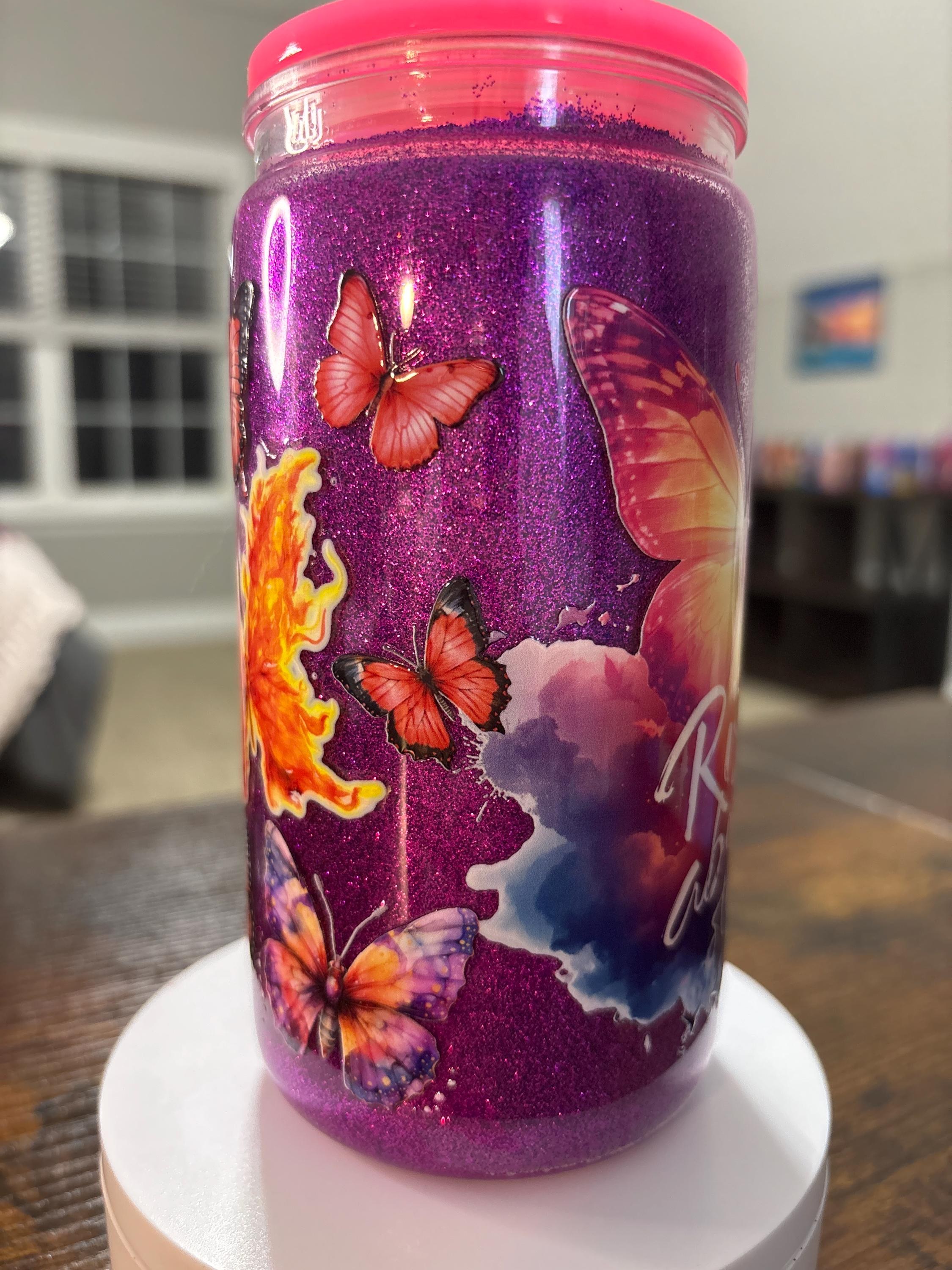 Rise Above the Storm Snow Globe Tumbler | Handmade Inspirational Faith Cup