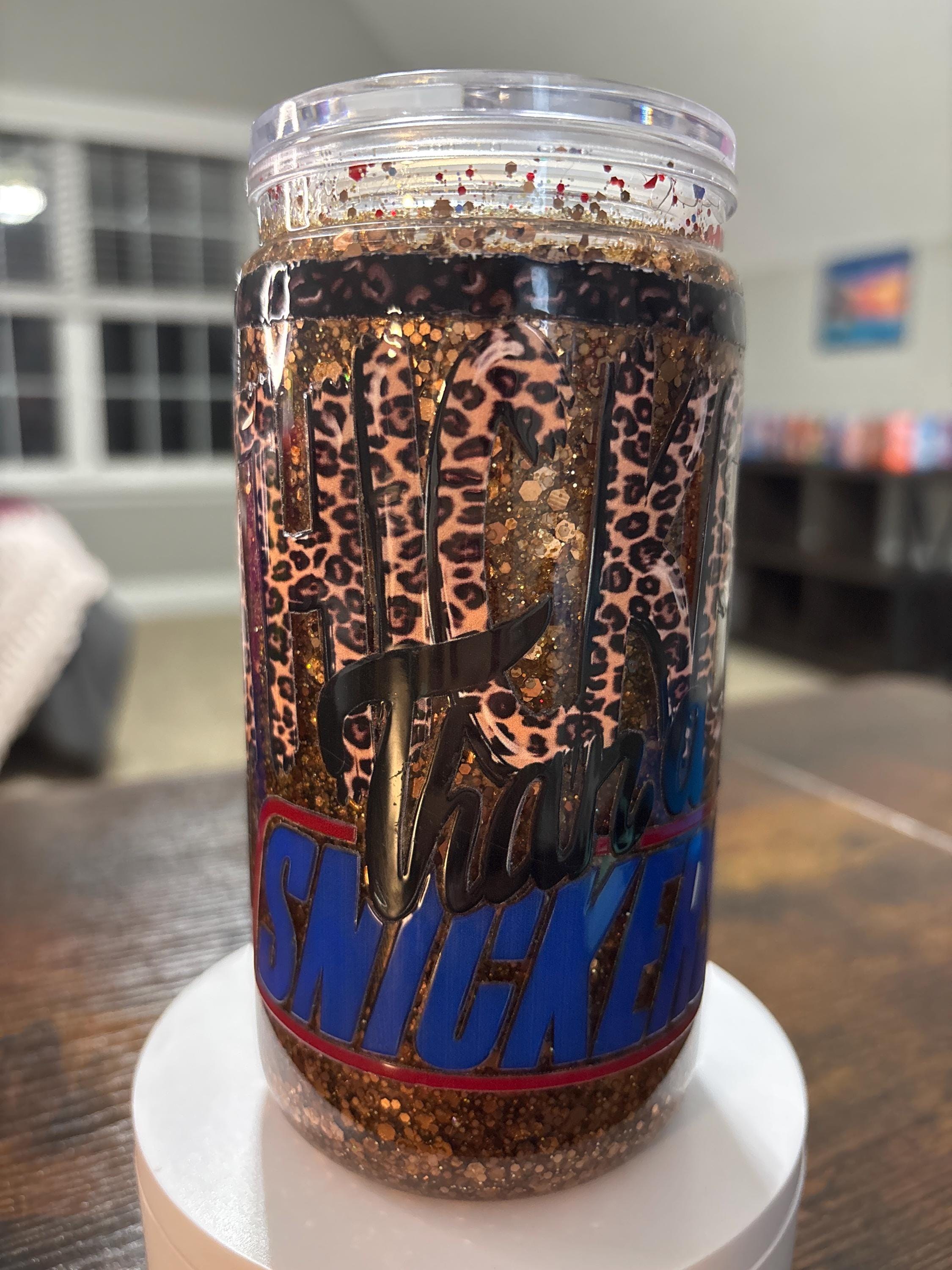 Thicker Than a Snickers Snow Globe Tumbler | Handmade Funny Body Positive Cup