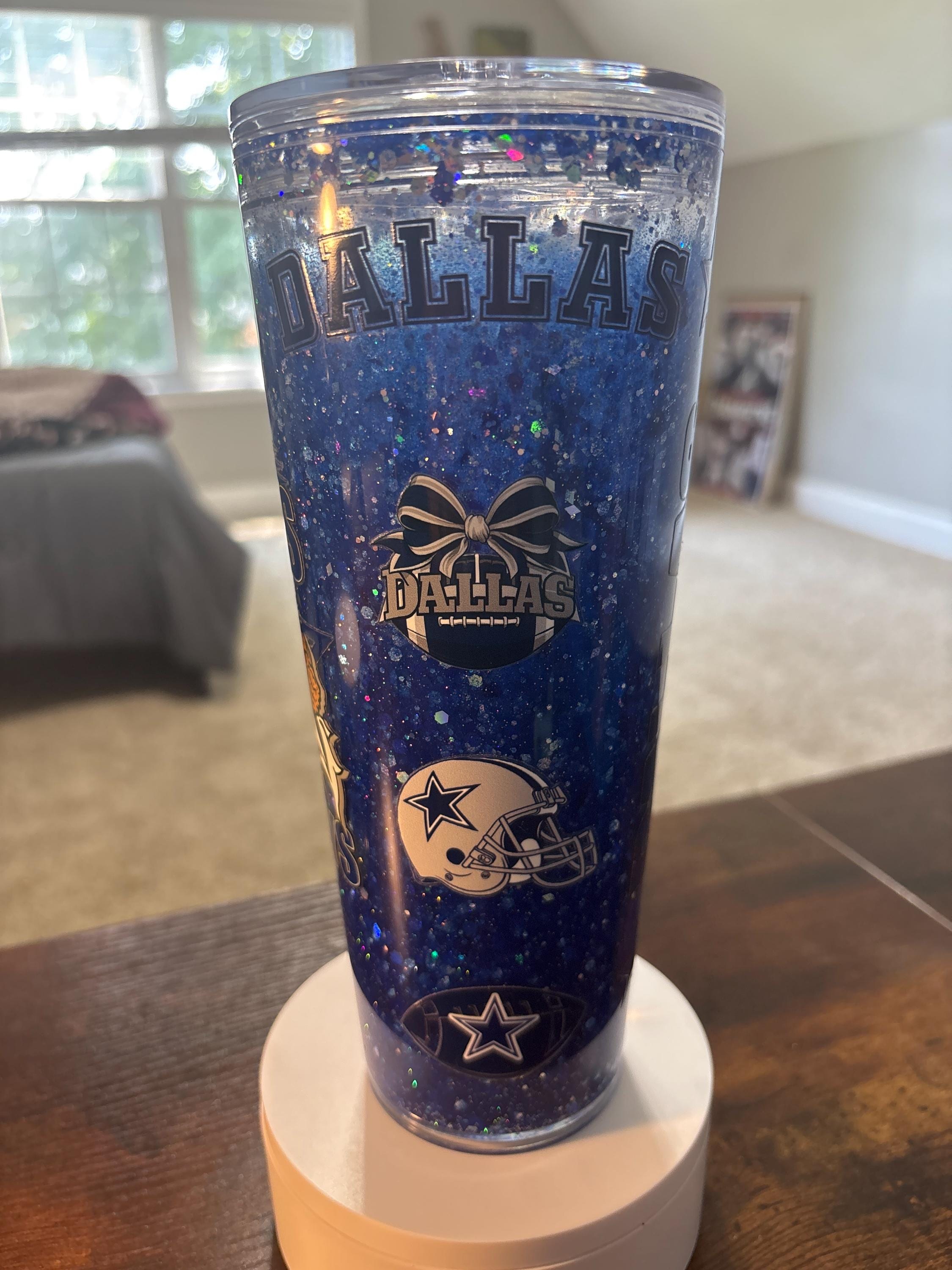 Dallas Cowboys Moonscape Snow Globe Tumbler | 20oz Handmade NFL Fan Cup | Football Gift