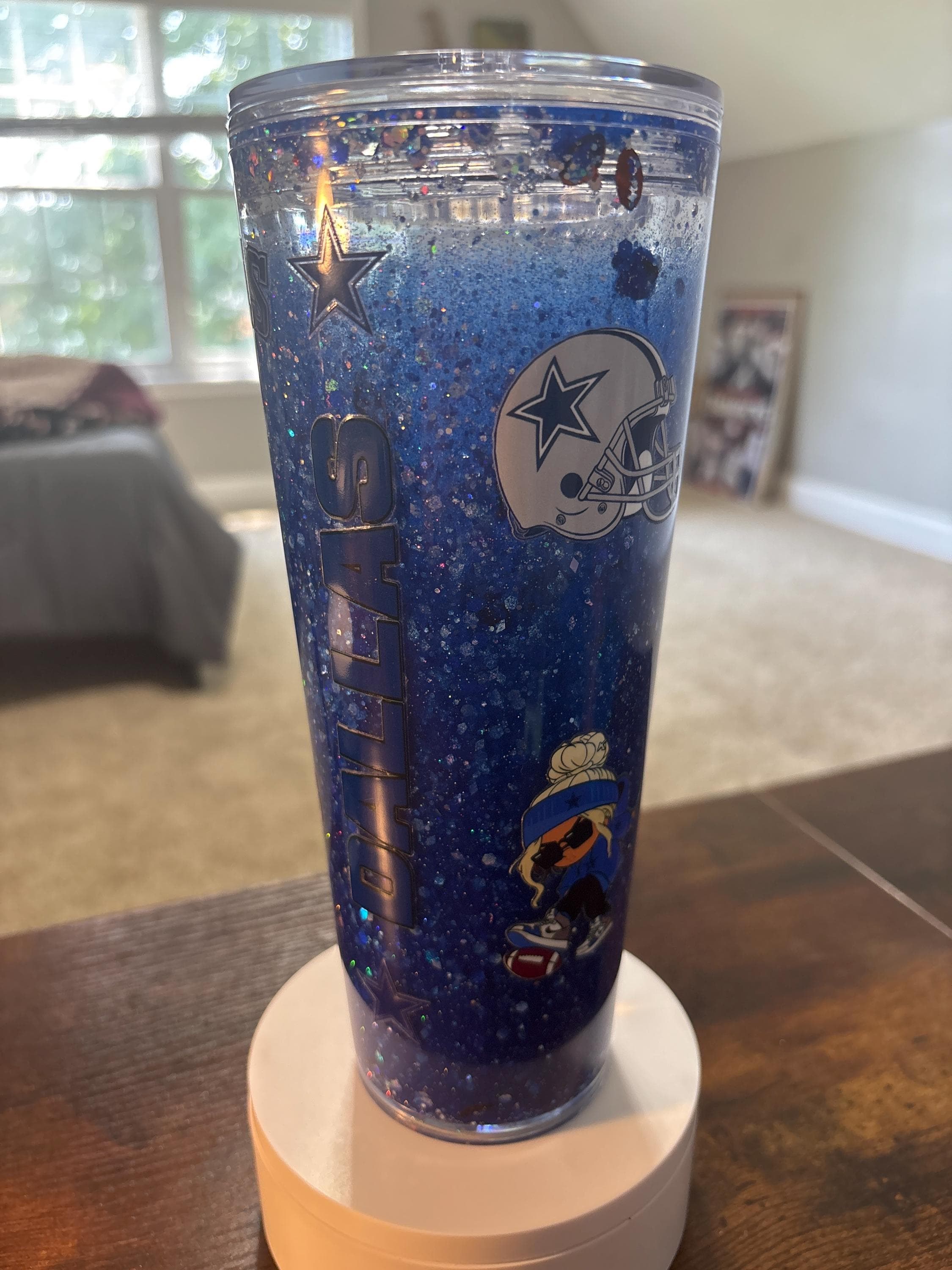 Dallas Cowboys Moonscape Snow Globe Tumbler | 20oz Handmade NFL Fan Cup | Football Gift