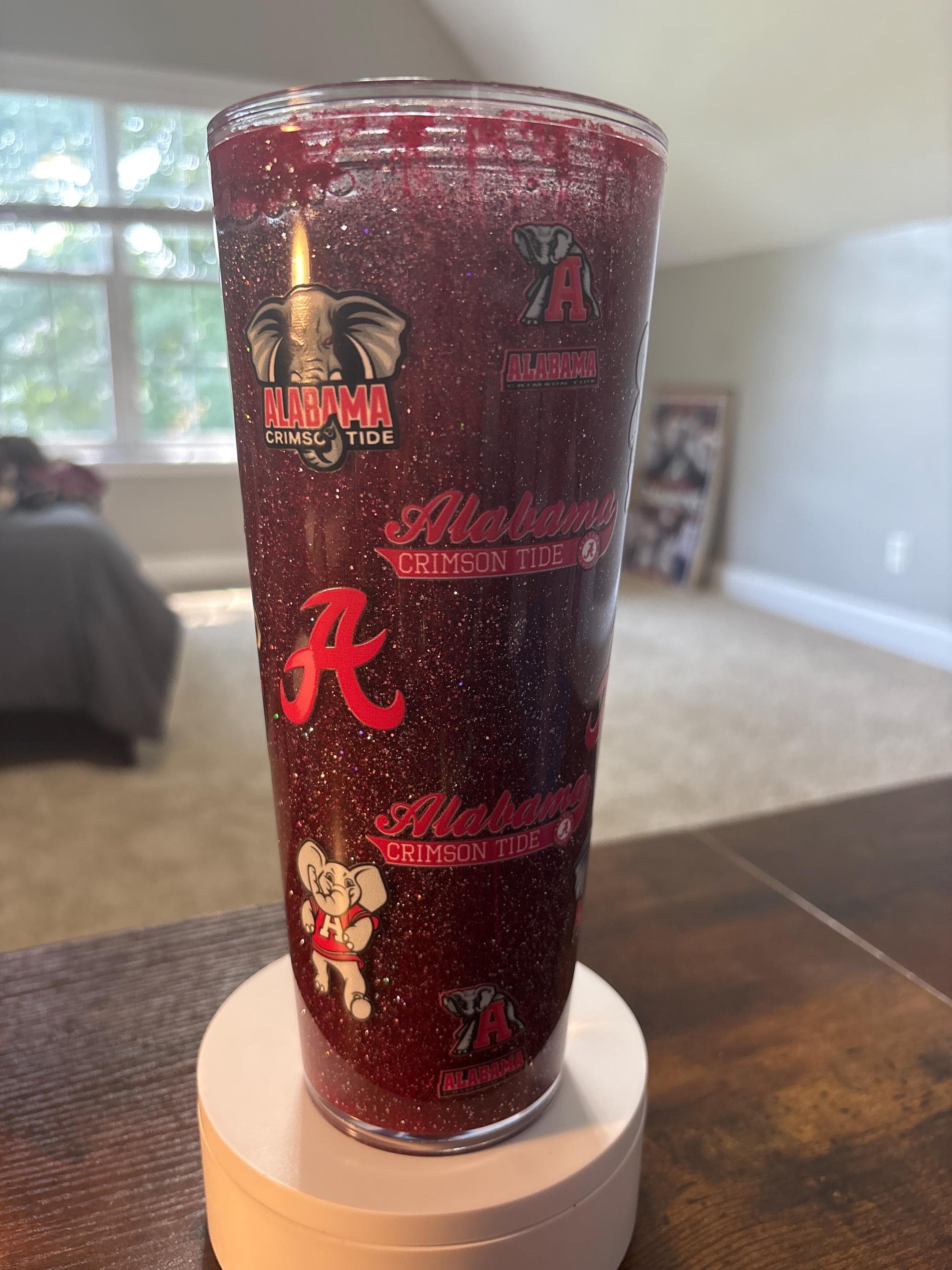 Alabama Crimson Tide Moonscape Snow Globe Tumbler | Handmade 24oz Snowglobe Cup | Game Day Gift