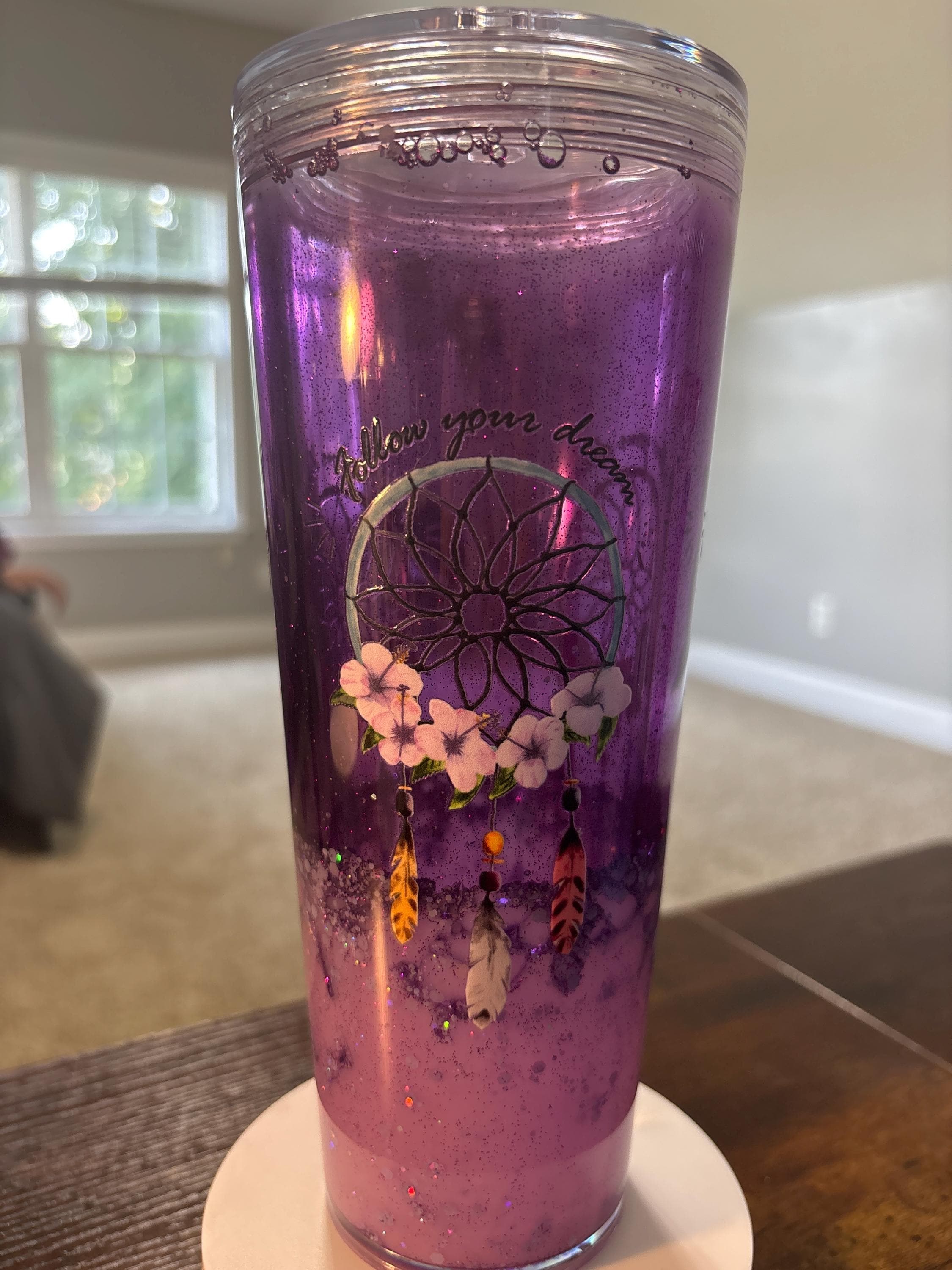 Follow Your Dreams Dreamcatcher Snow Globe Tumbler | 24oz Handmade Boho Cup