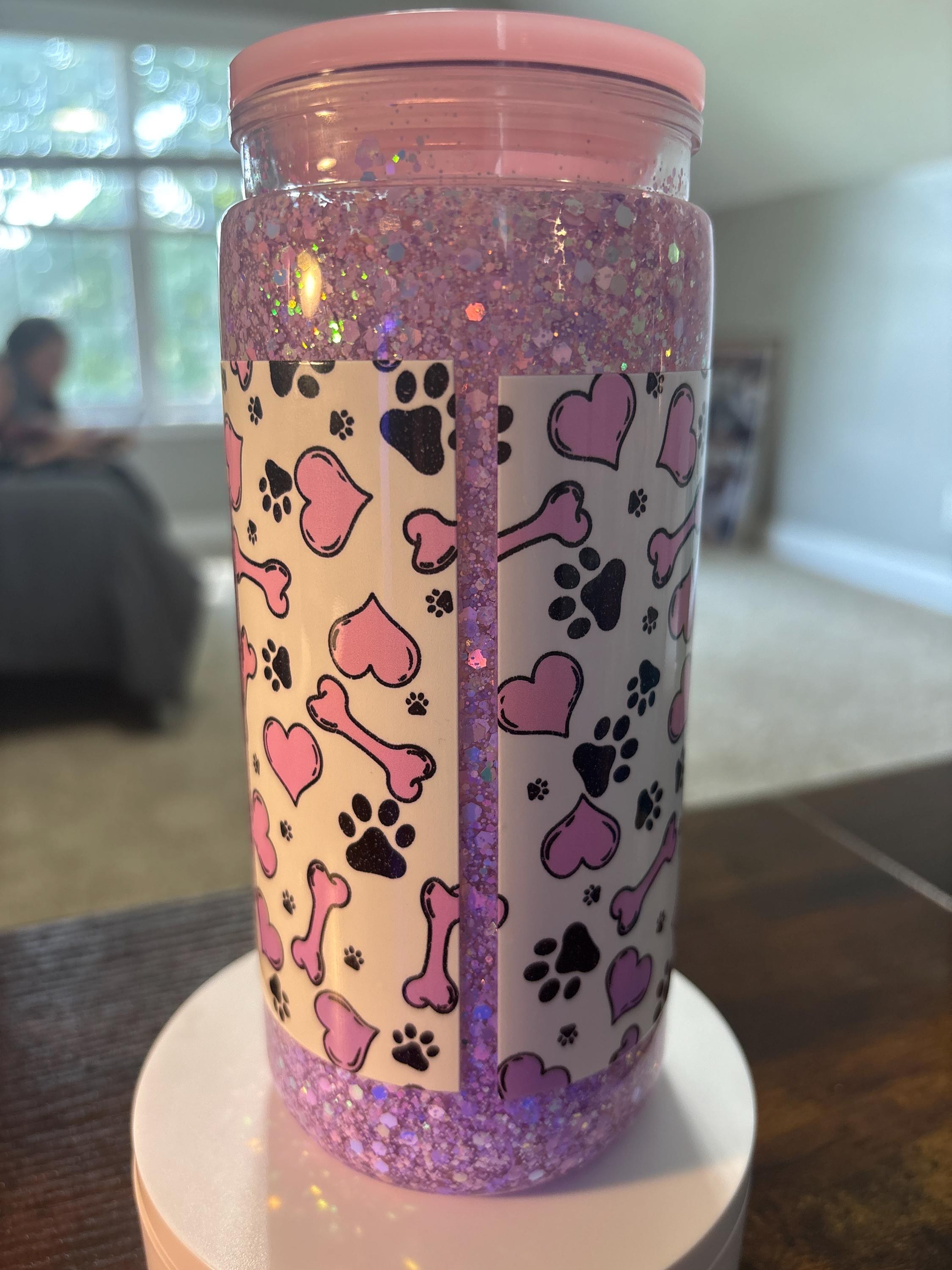 Handmade Dog Mom Snow Globe Tumbler | 20oz Glitter Cup (Pet Lover Gift)