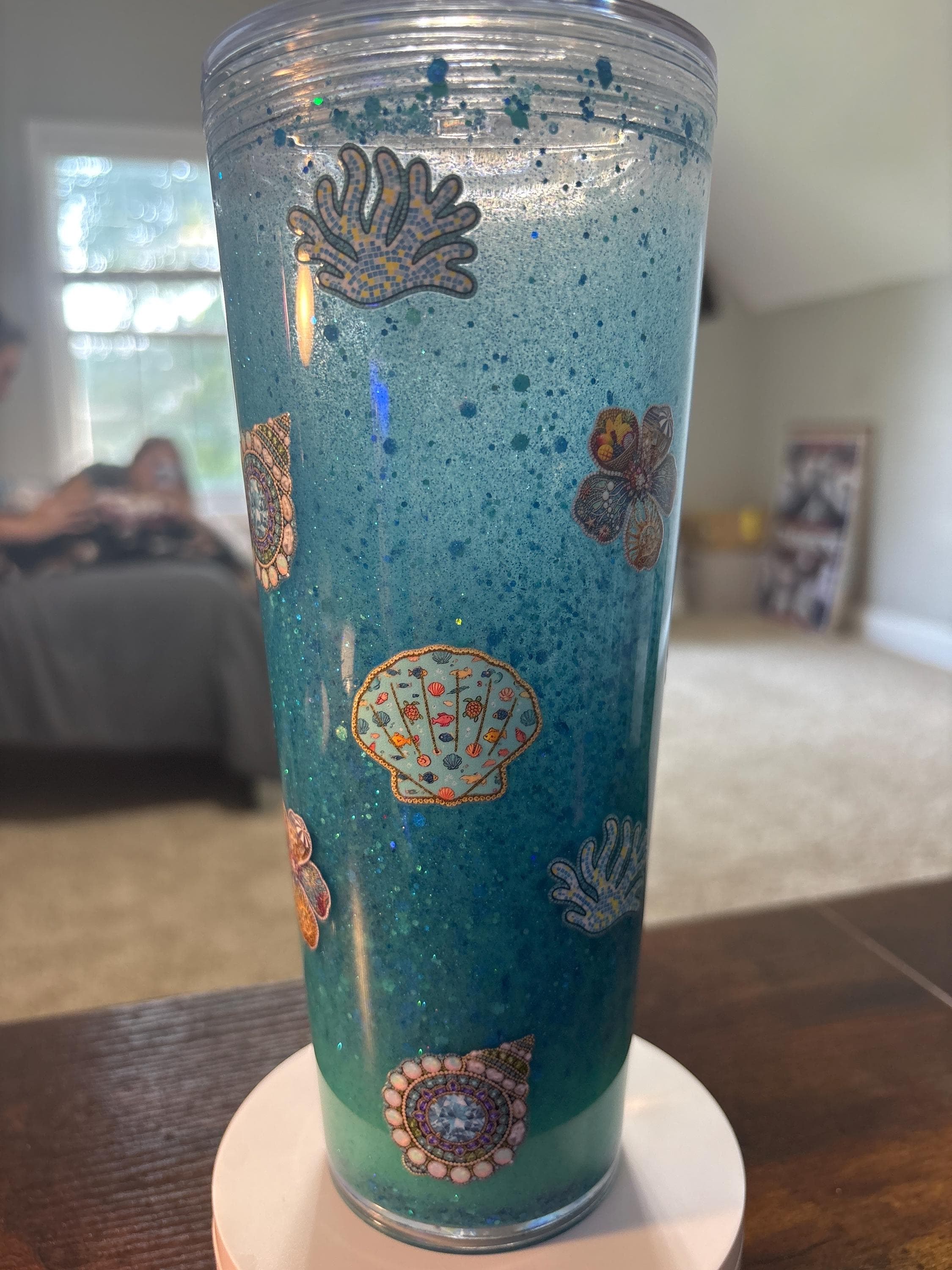 Salty Soul Snow Globe Tumbler | 20oz Handmade Beach Vibes Cup | Coastal Gift