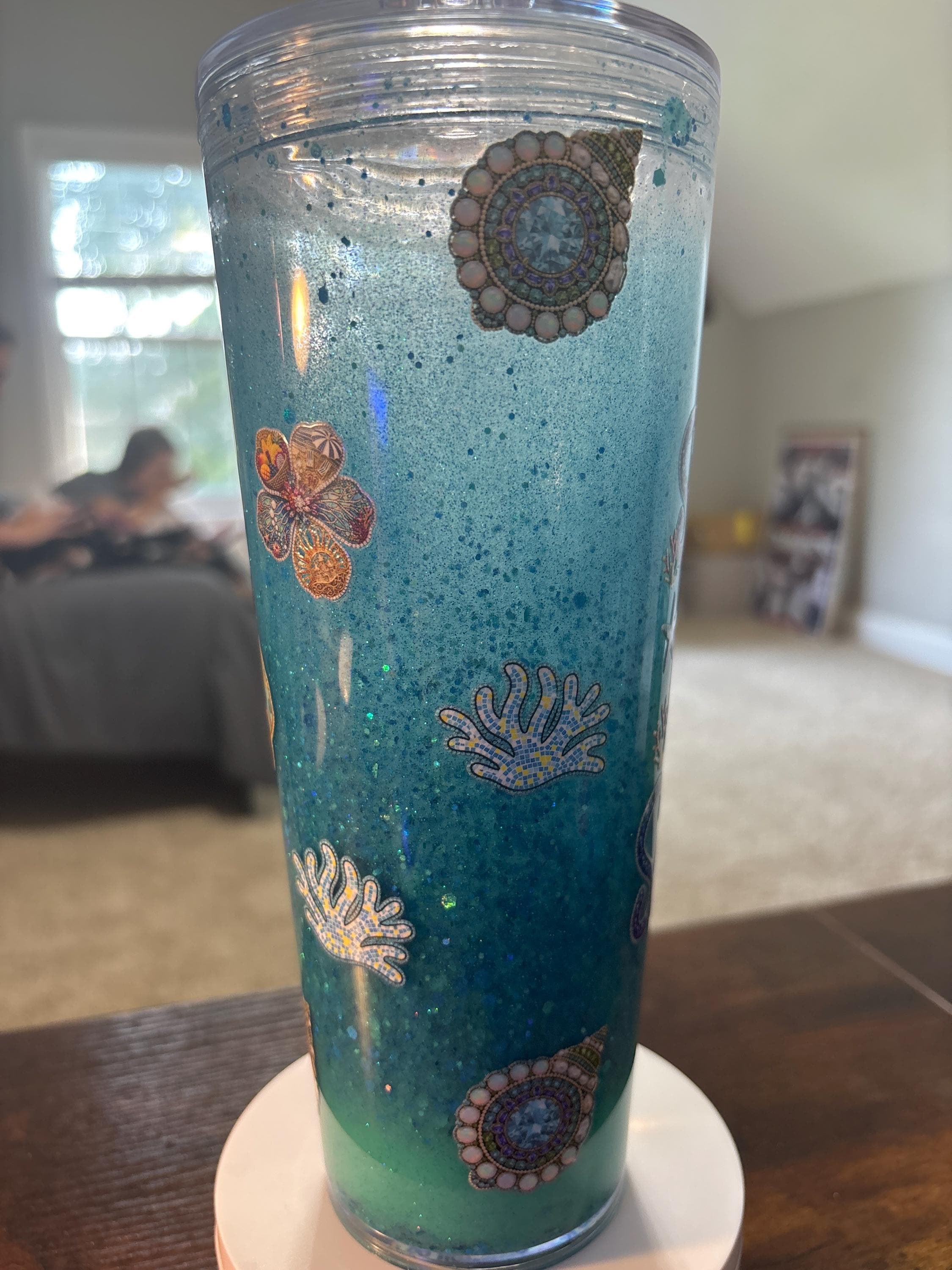 Salty Soul Snow Globe Tumbler | 20oz Handmade Beach Vibes Cup | Coastal Gift