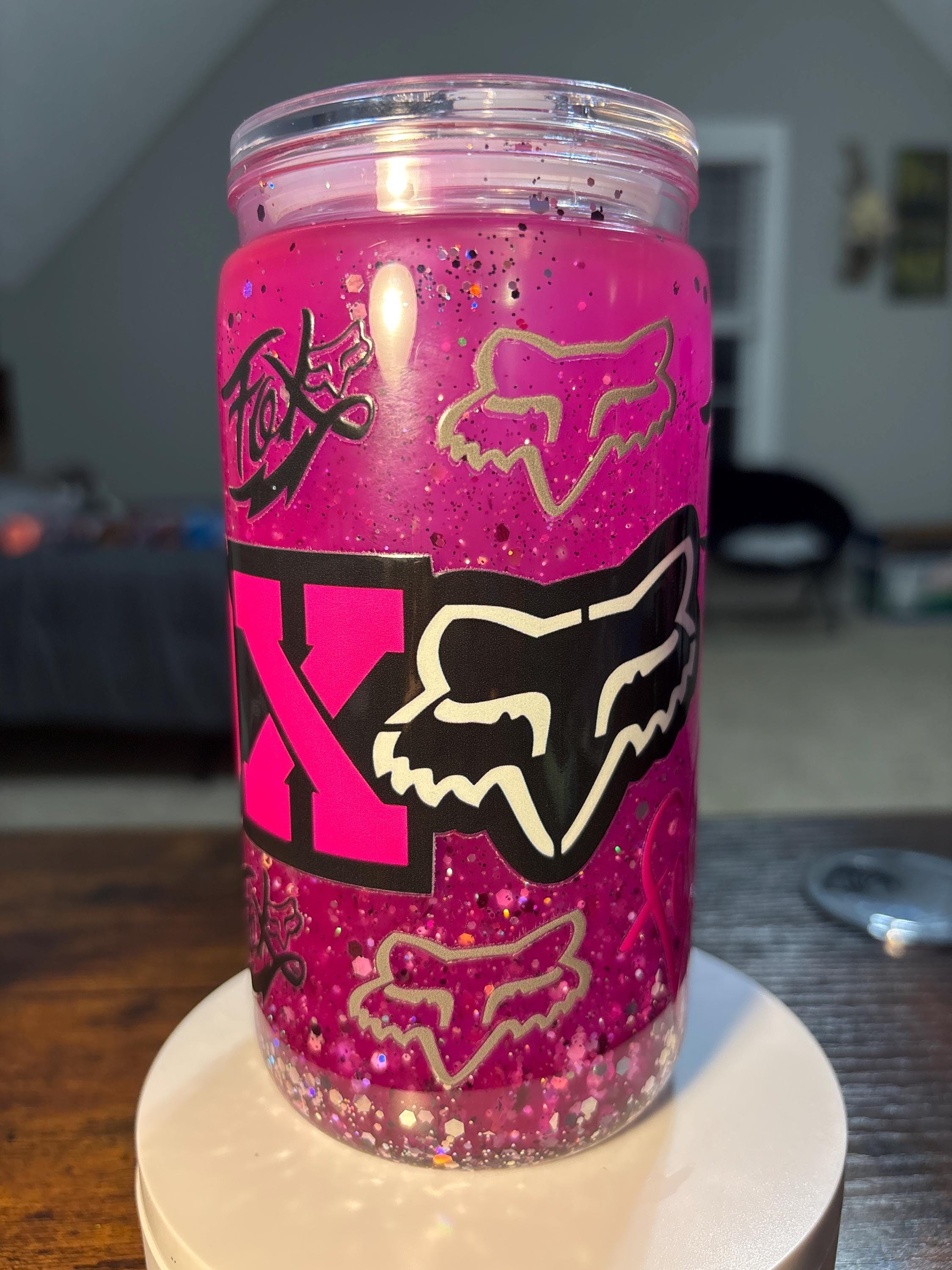 Motocross Snow Globe Tumbler | Handmade 16oz Acrylic Racing Fan Cup | Dirt Bike Gift