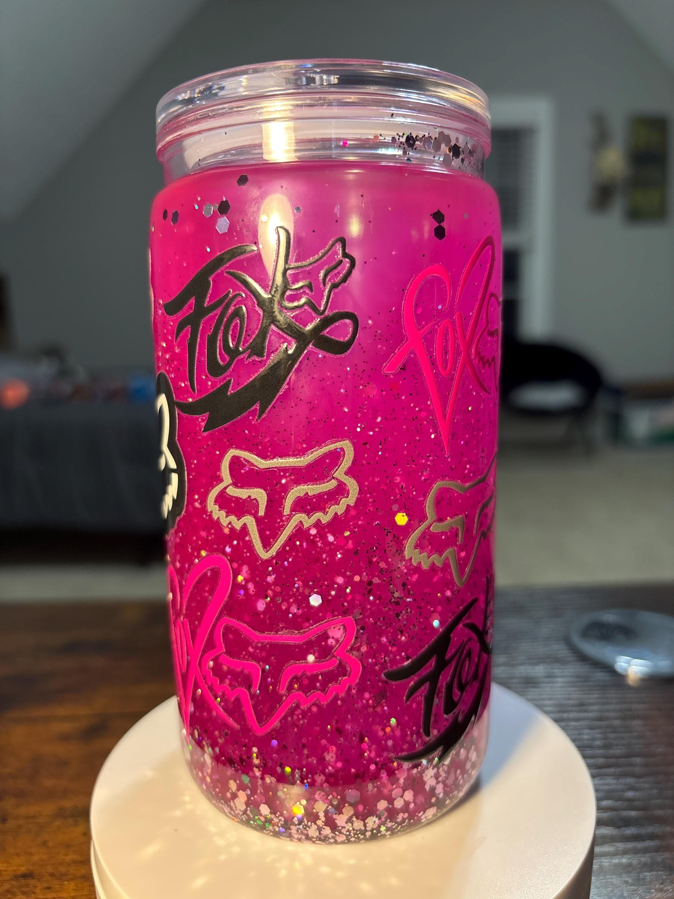 Motocross Snow Globe Tumbler | Handmade 16oz Acrylic Racing Fan Cup | Dirt Bike Gift