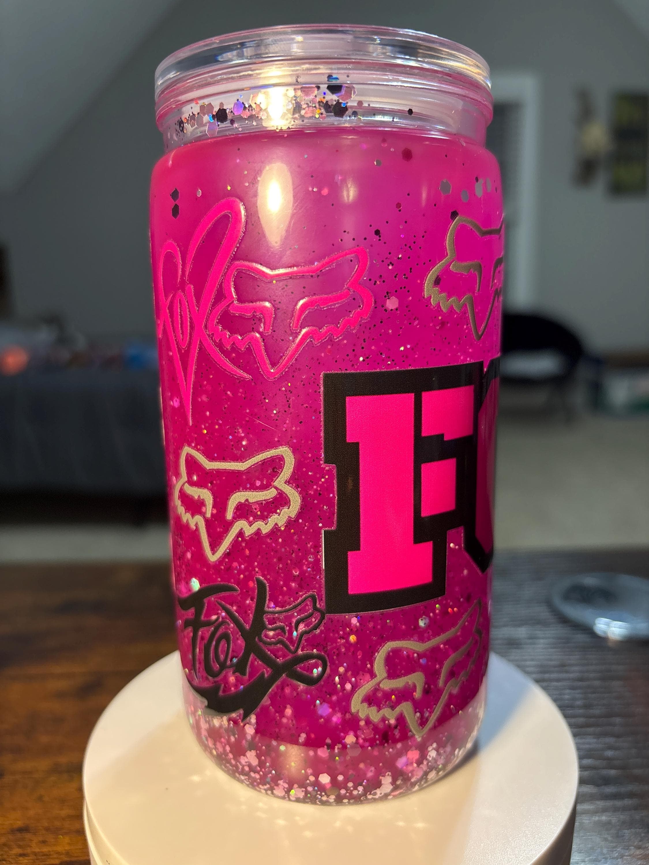 Motocross Snow Globe Tumbler | Handmade 16oz Acrylic Racing Fan Cup | Dirt Bike Gift