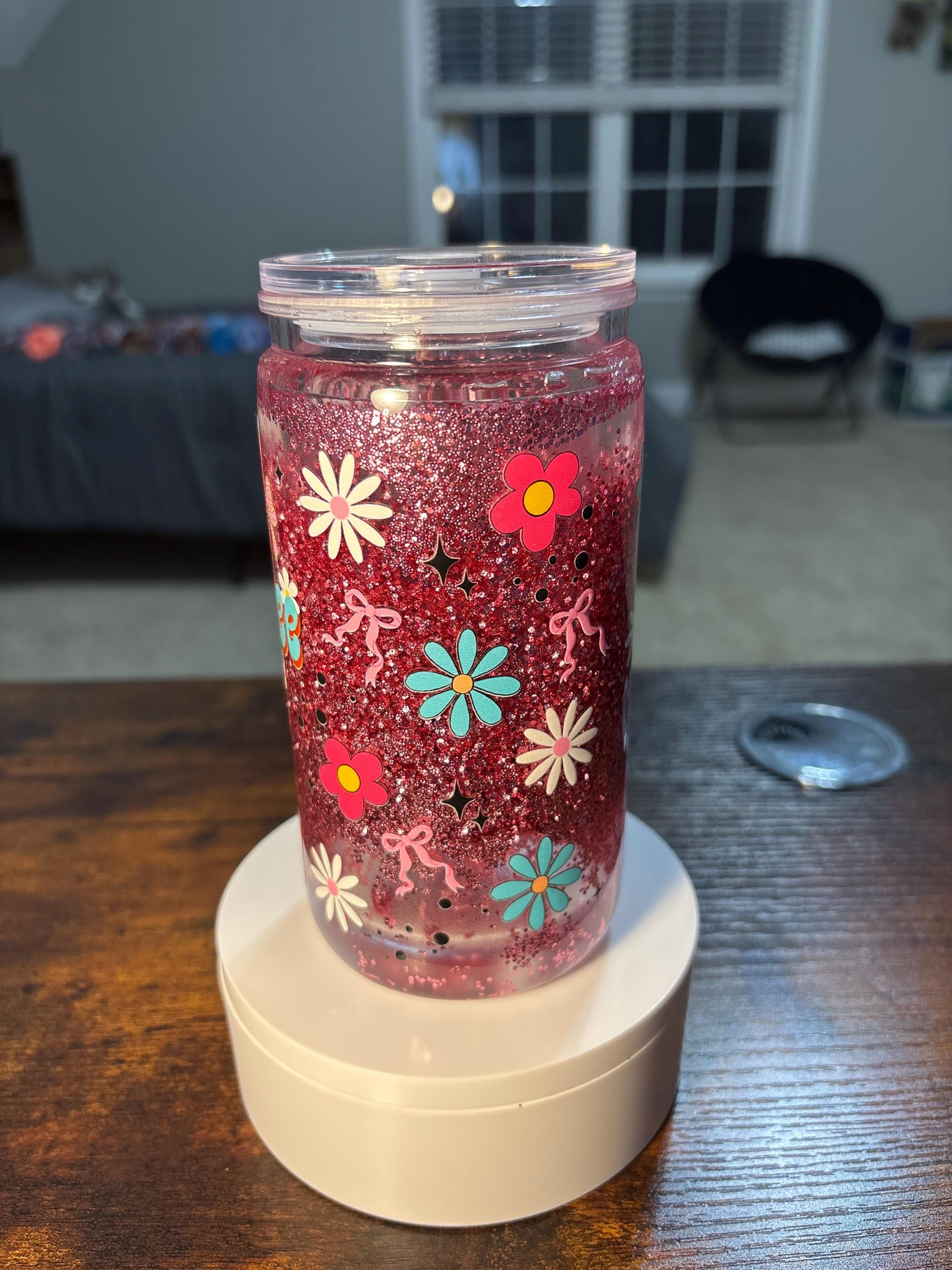 Fueled by Coffee Snow Globe Tumbler | Handmade 16oz Acrylic Coffee Lover Cup
