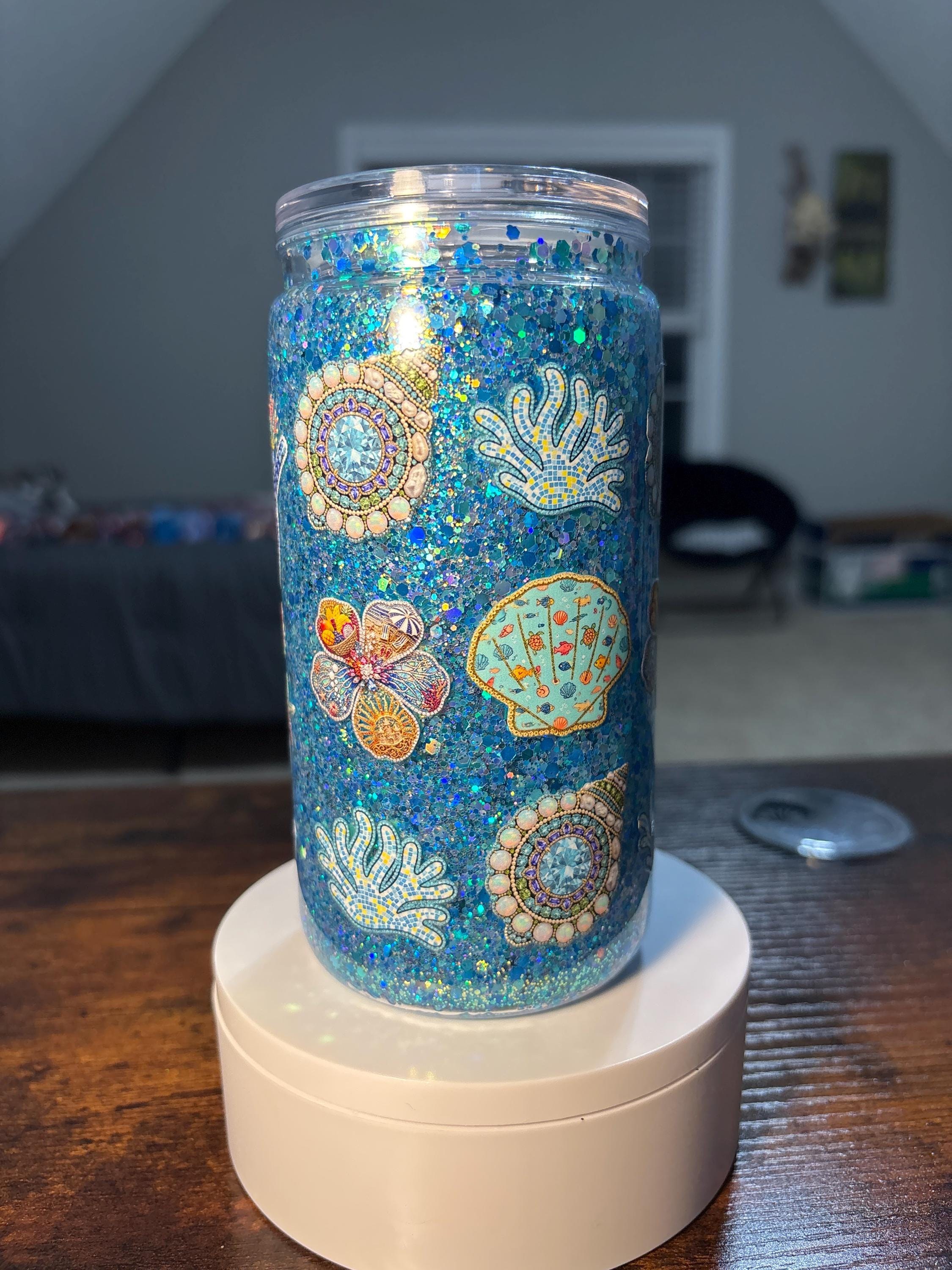 Salty Soul Snow Globe Tumbler | 16oz Handmade Acrylic Beach Vibes Cup