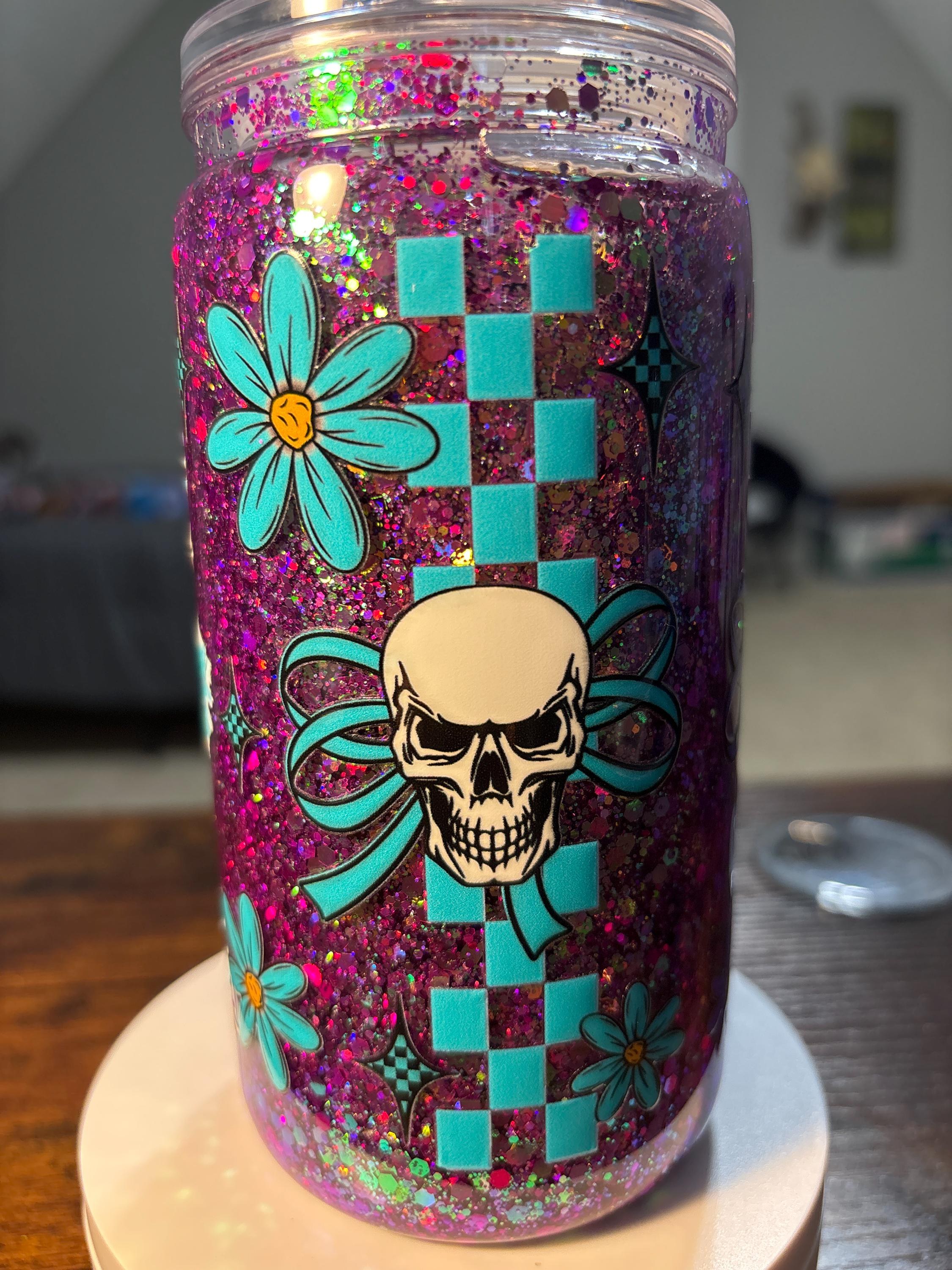 Ballerina Skeletons Snow Globe Tumbler | 16oz Handmade Spooky Ballet Cup