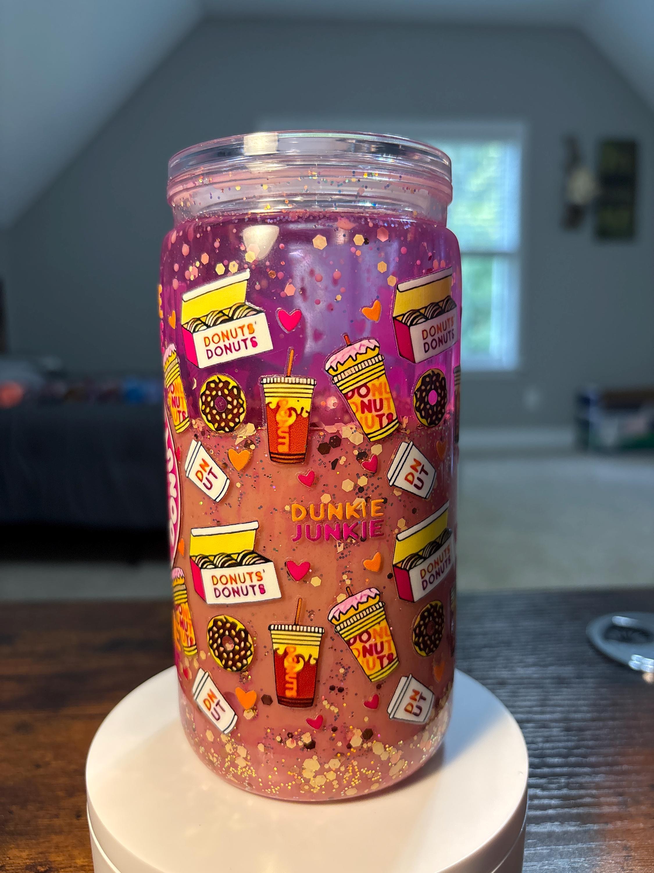 Handmade Coffee Snow Globe Tumbler | 16oz Acrylic Glitter Cup