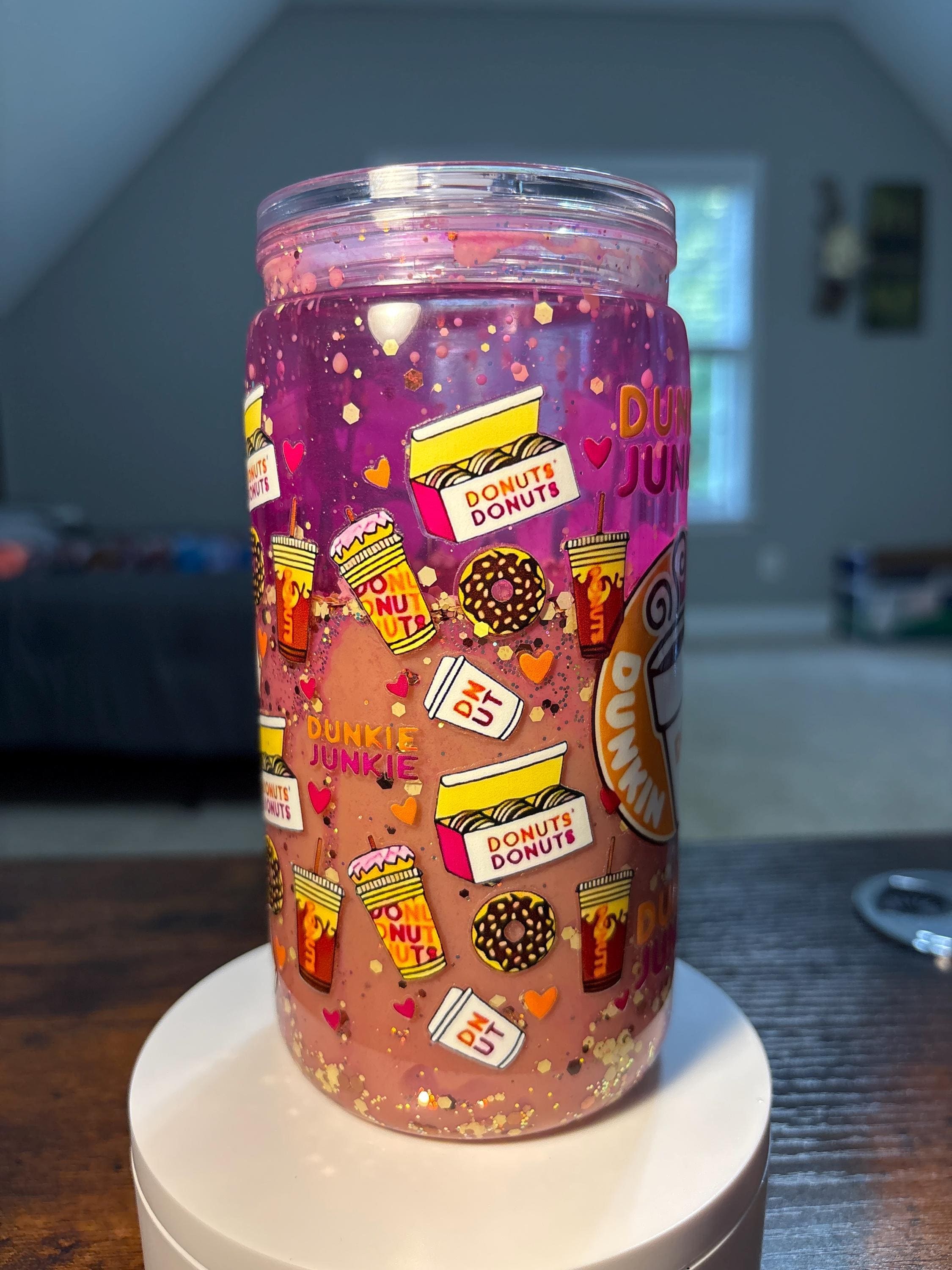 Handmade Coffee Snow Globe Tumbler | 16oz Acrylic Glitter Cup