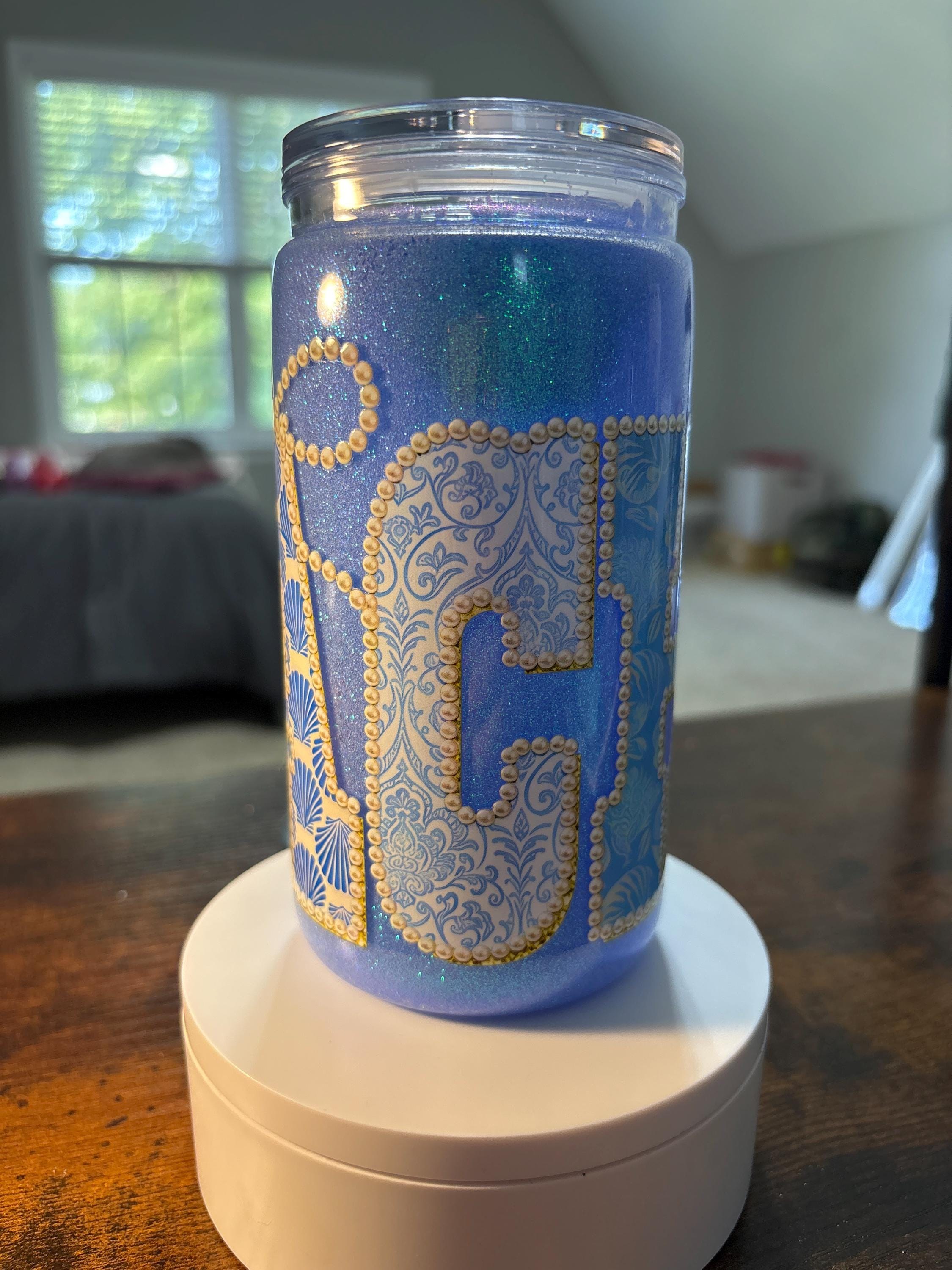 Beach Snow Globe Tumbler | Handmade 16oz Acrylic Coastal Cup | Summer Beach Gift