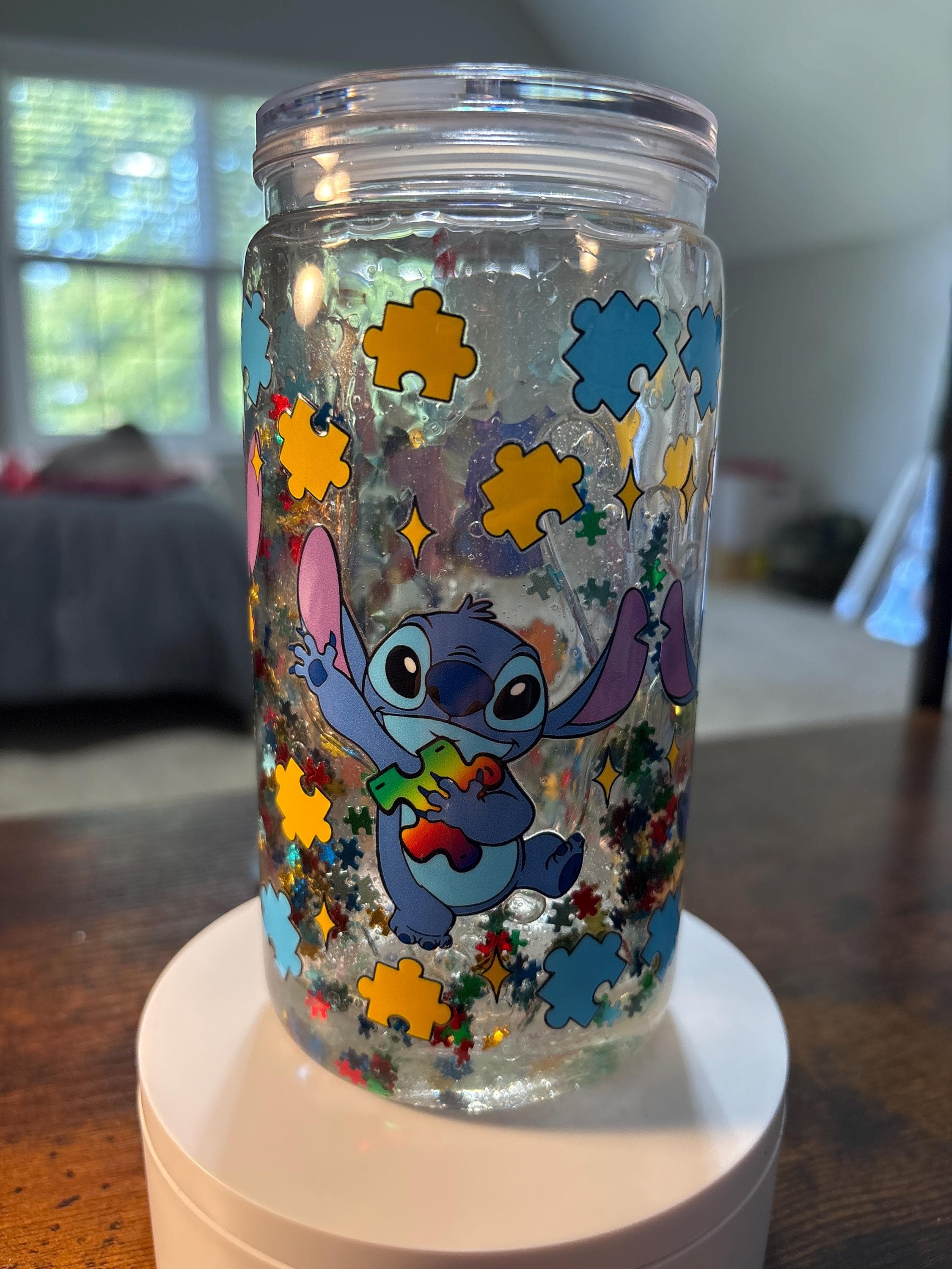 Be Kind Snow Globe Tumbler | Handmade 16oz Acrylic Snowglobe Cup | Autism Awareness Gift