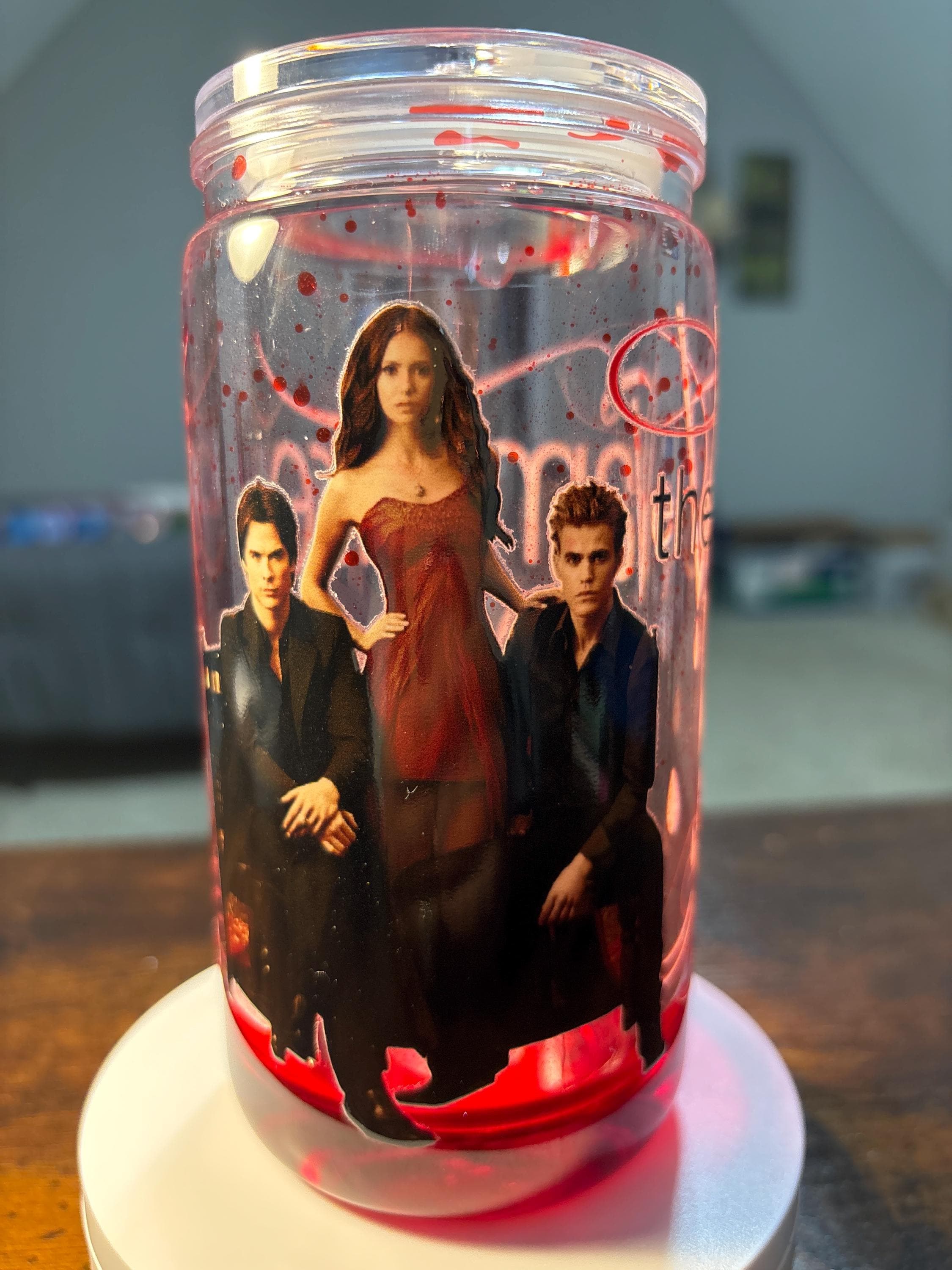 Vampire Diaries Snow Globe Tumbler | Handmade 16oz Acrylic Fandom Cup | Gift for Her