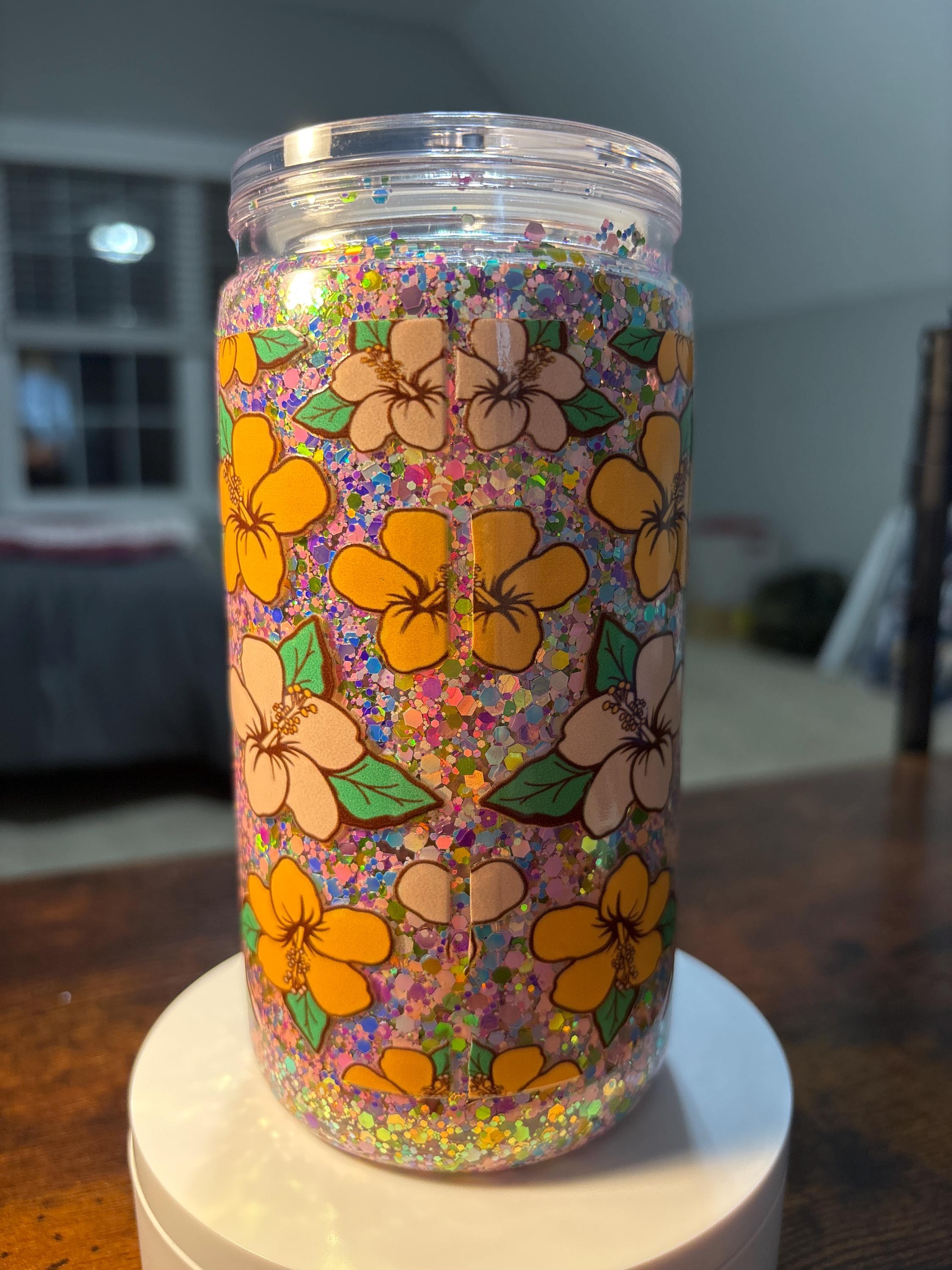 Beach Bum Snow Globe Tumbler | 16oz Handmade Acrylic Ocean Lover Cup | Summer Gift