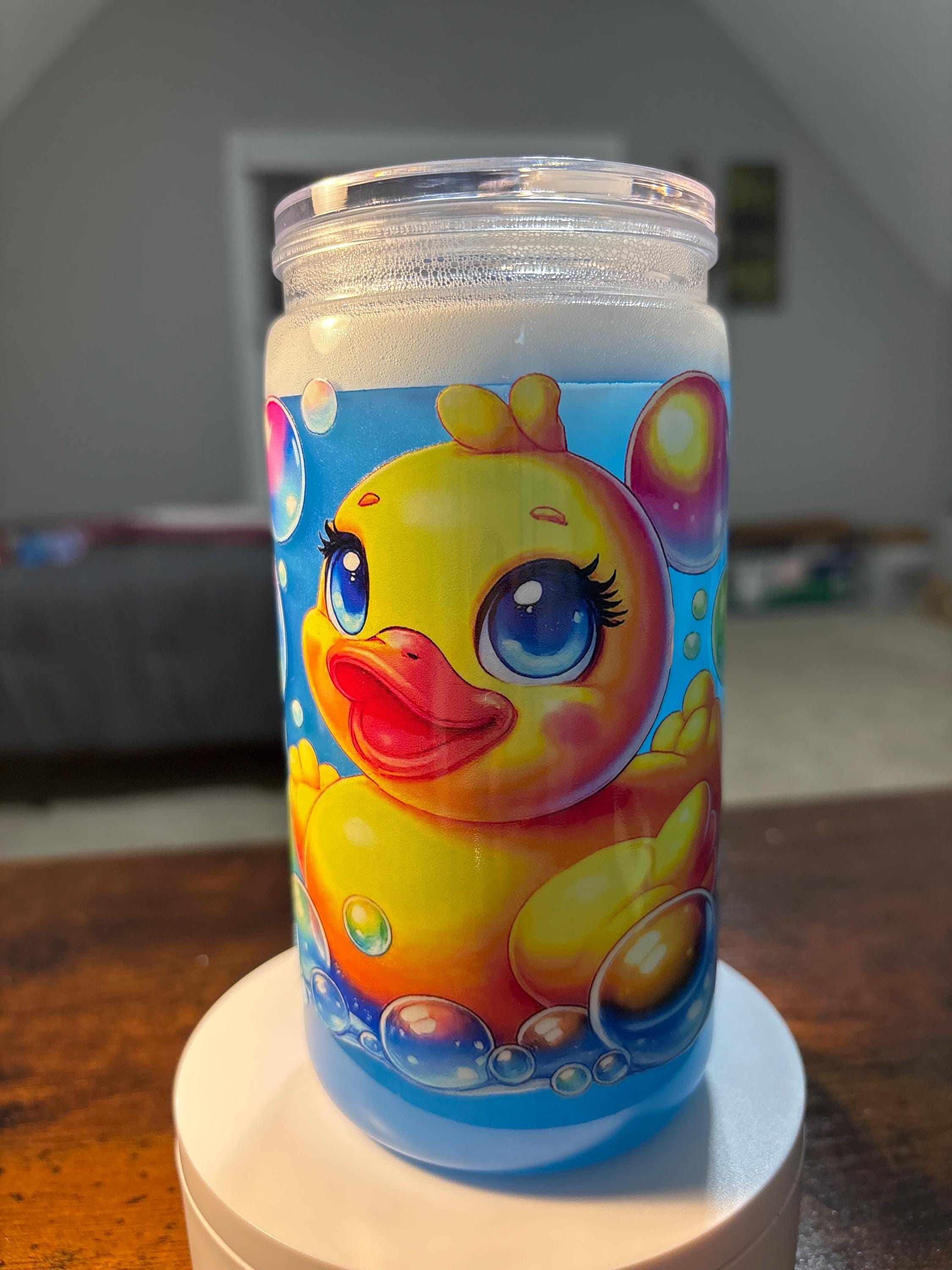Handmade Rubber Ducky Snow Globe Tumbler | 16oz Acrylic Cup (Customizable)