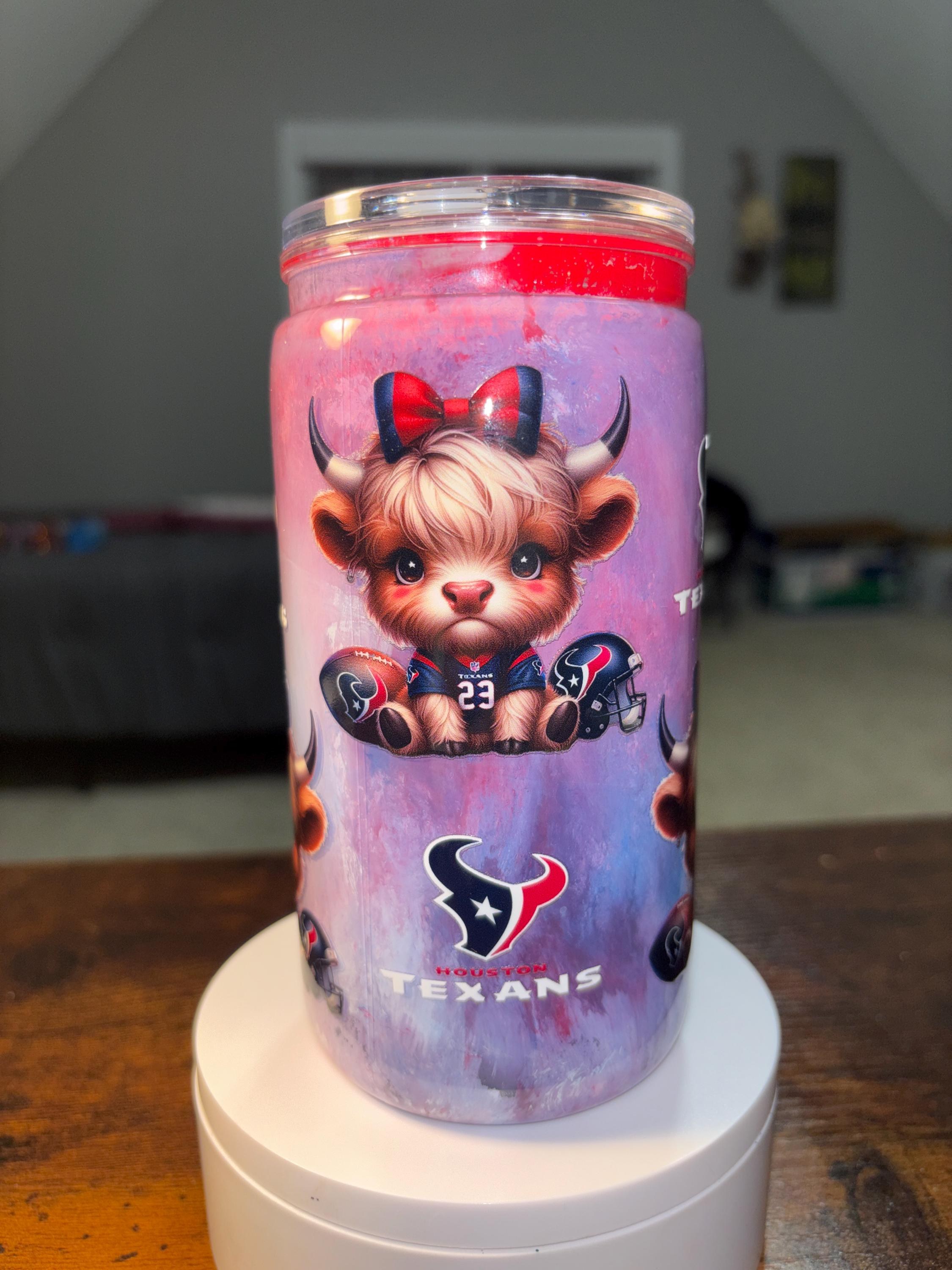 Houston Texans Snow Globe Tumbler | Handmade 16oz Acrylic NFL Fan Cup | Football Gift
