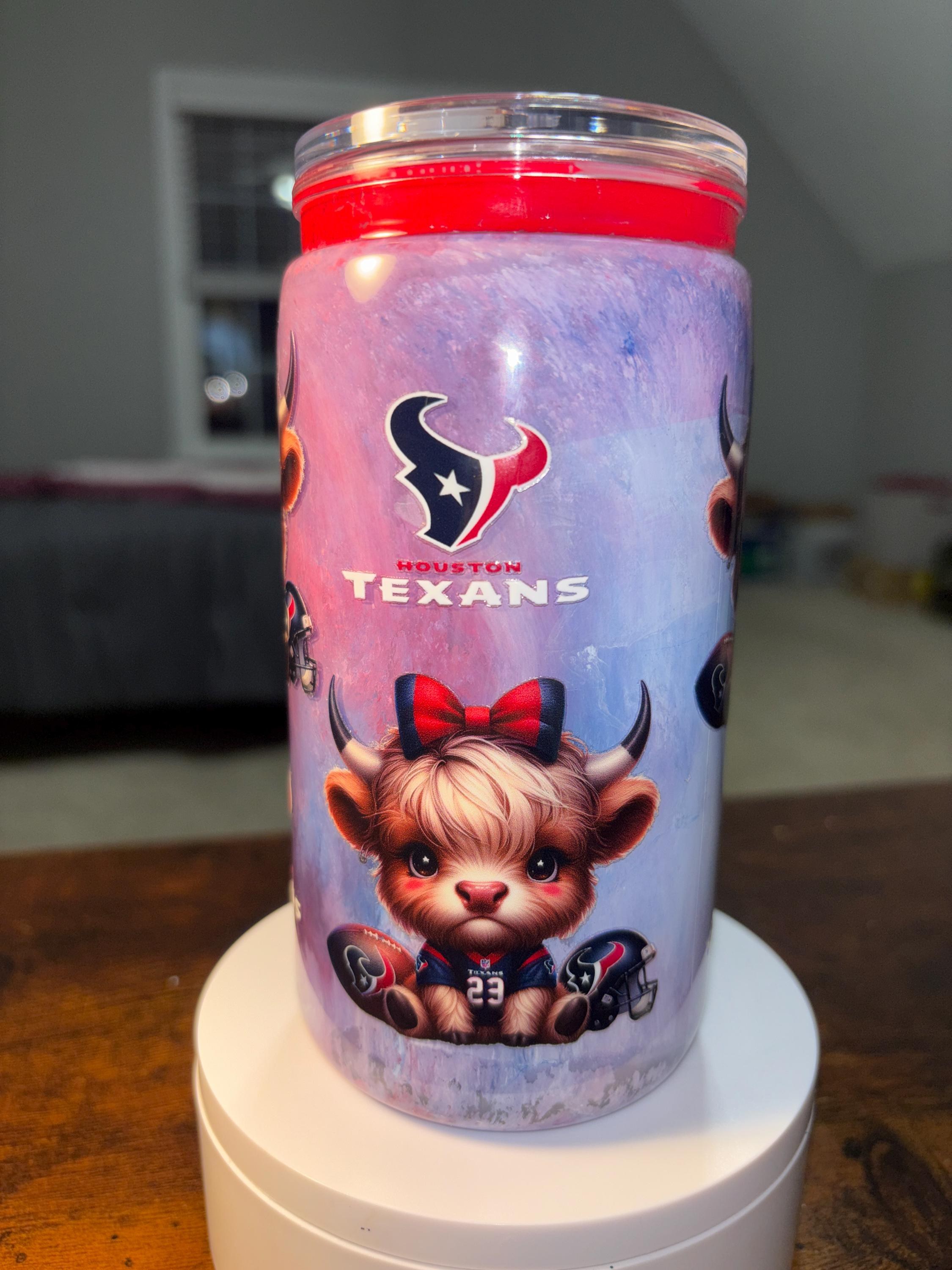 Houston Texans Snow Globe Tumbler | Handmade 16oz Acrylic NFL Fan Cup | Football Gift