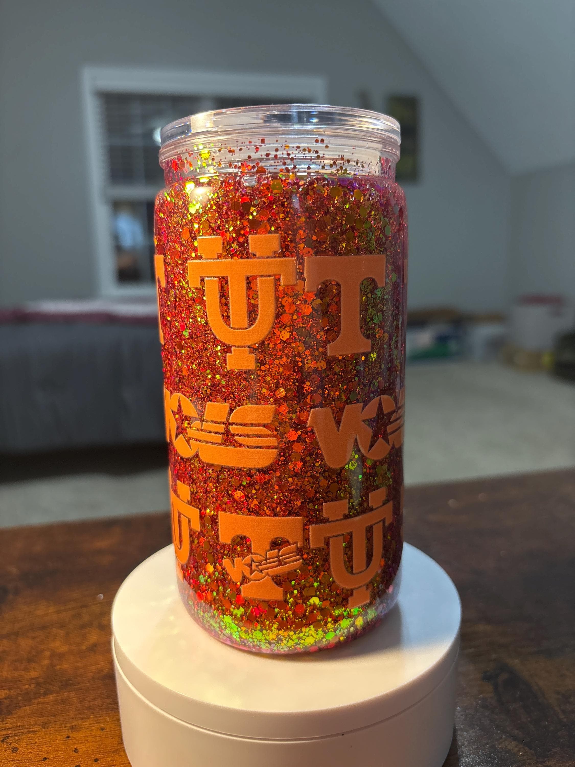 Tennessee Vols Snow Globe Tumbler | Handmade 16oz Acrylic UT Football Fan Cup | Gameday Gift