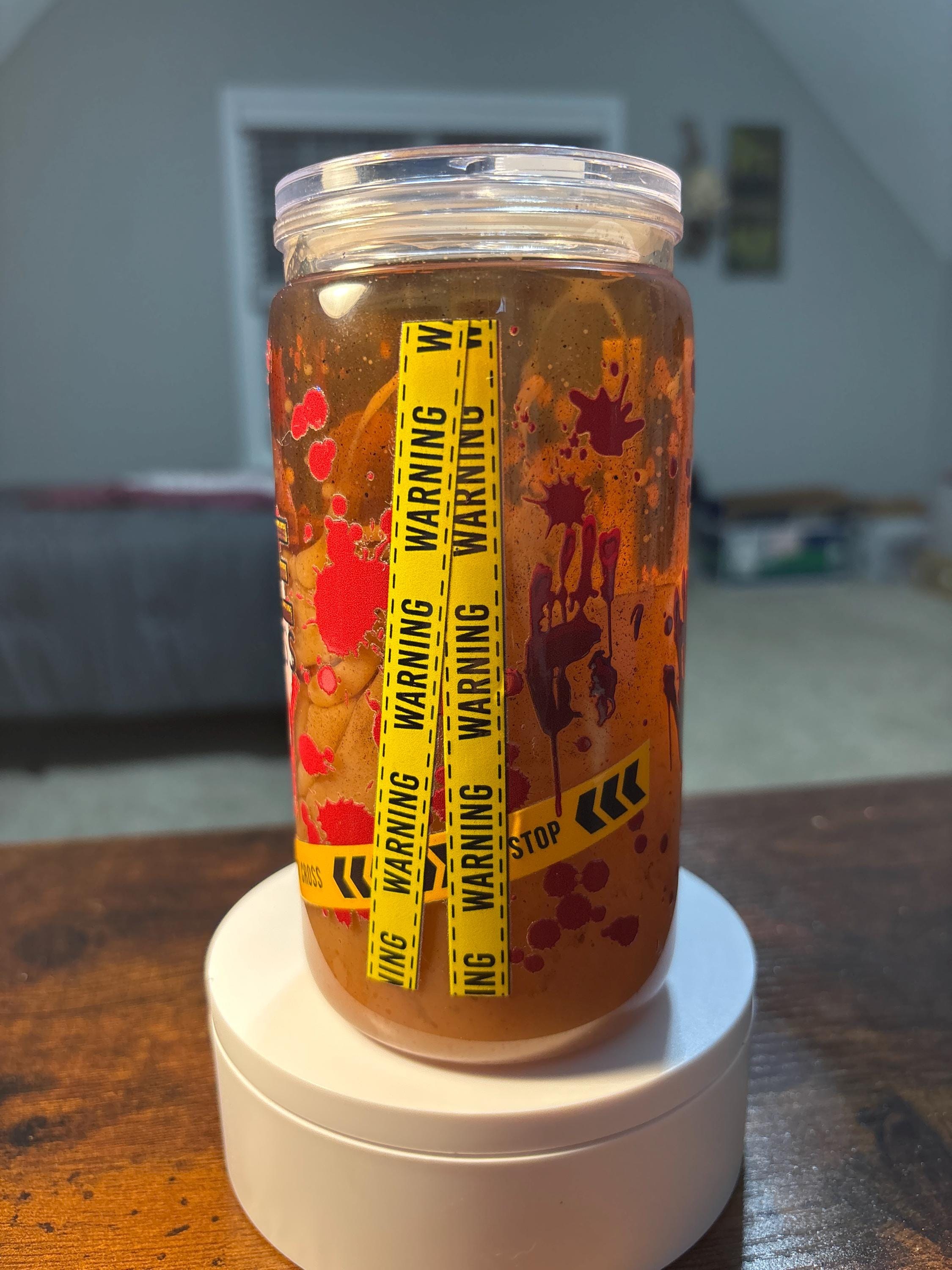 Coffee Makes Me Less Murdery Snow Globe Tumbler | 16oz Handmade Funny Coffee Cup