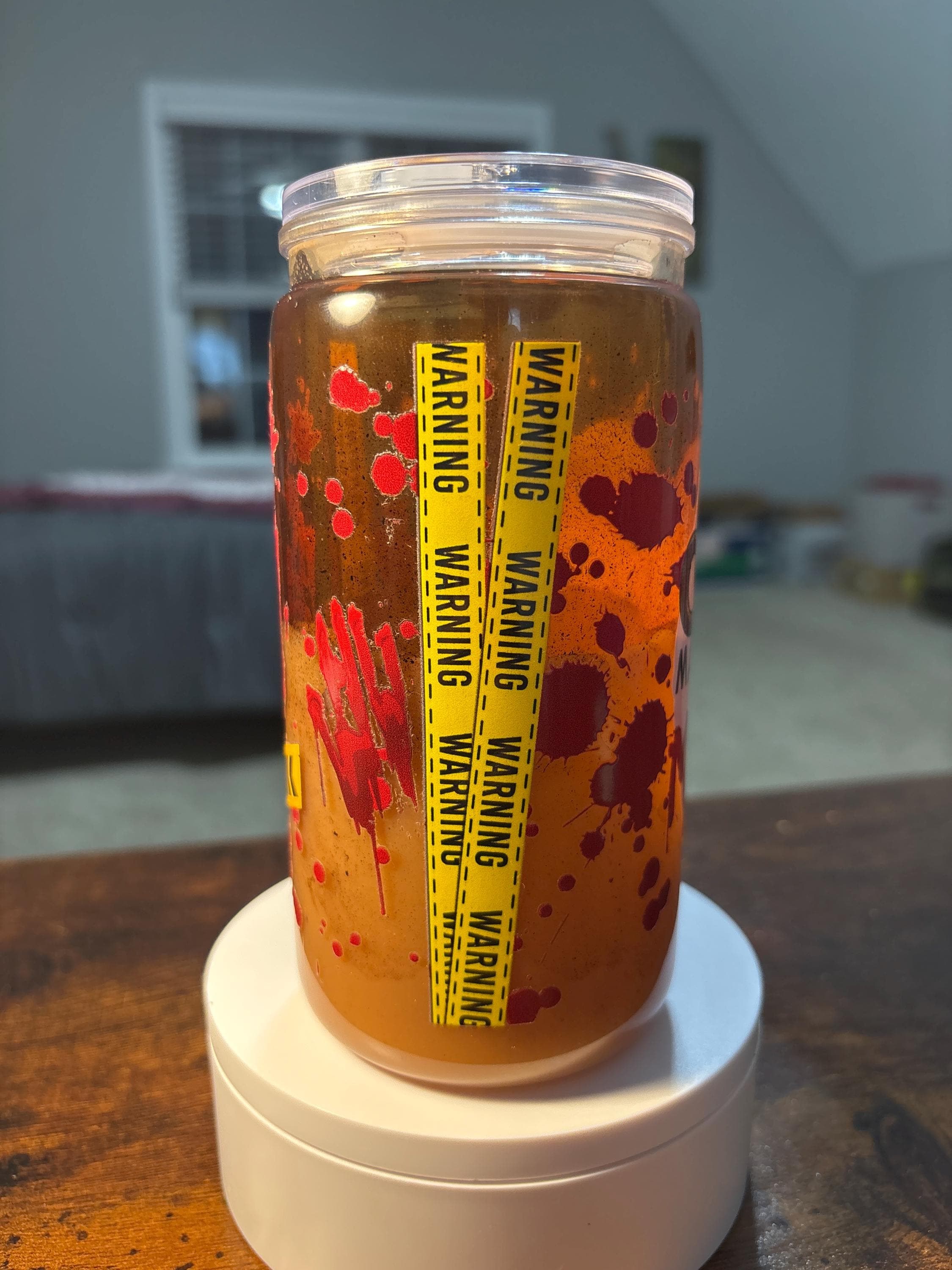 Coffee Makes Me Less Murdery Snow Globe Tumbler | 16oz Handmade Funny Coffee Cup