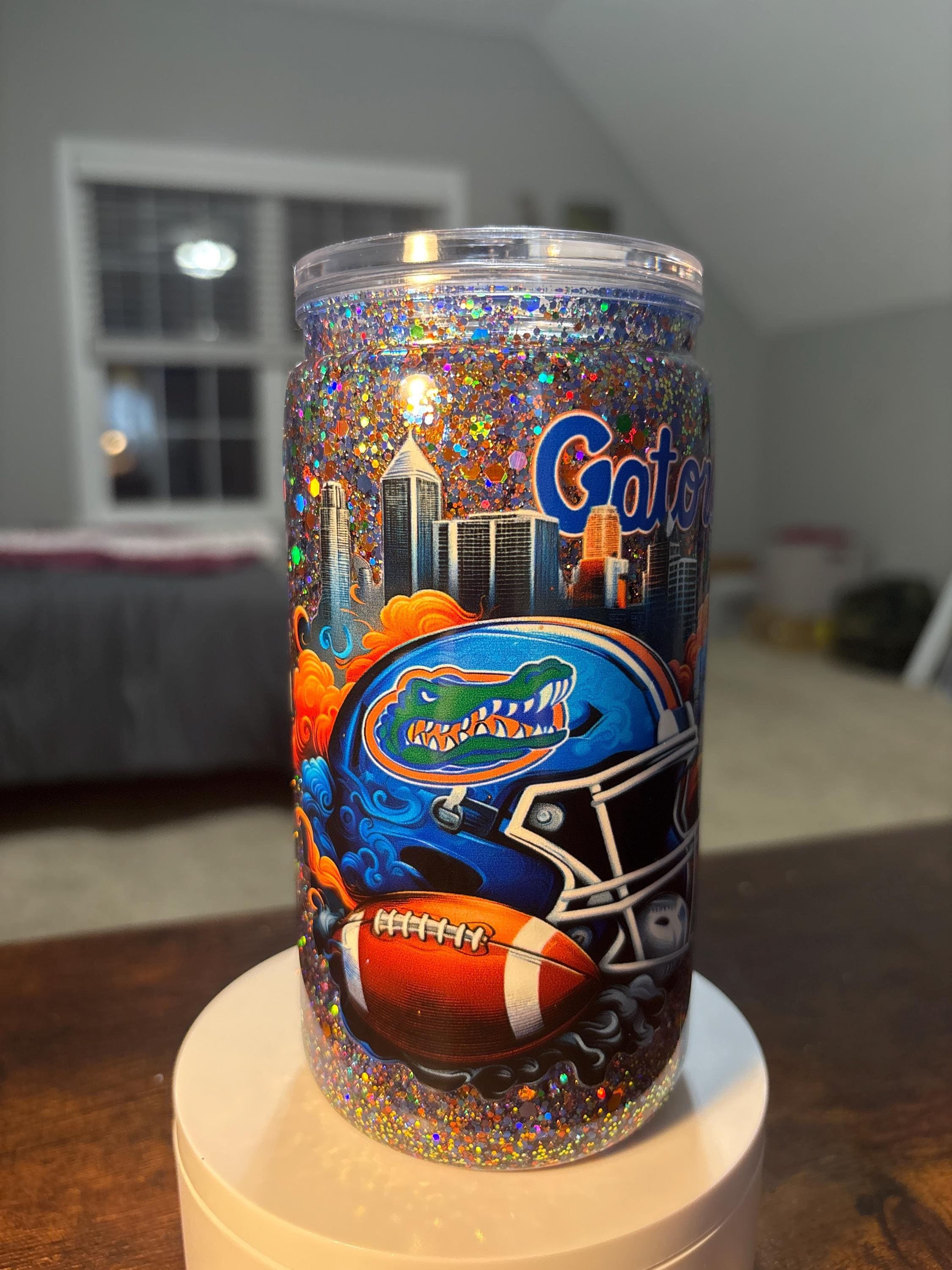 Florida Gators Snow Globe Tumbler | Handmade 16oz Acrylic Football Fan Cup | Gameday Gift