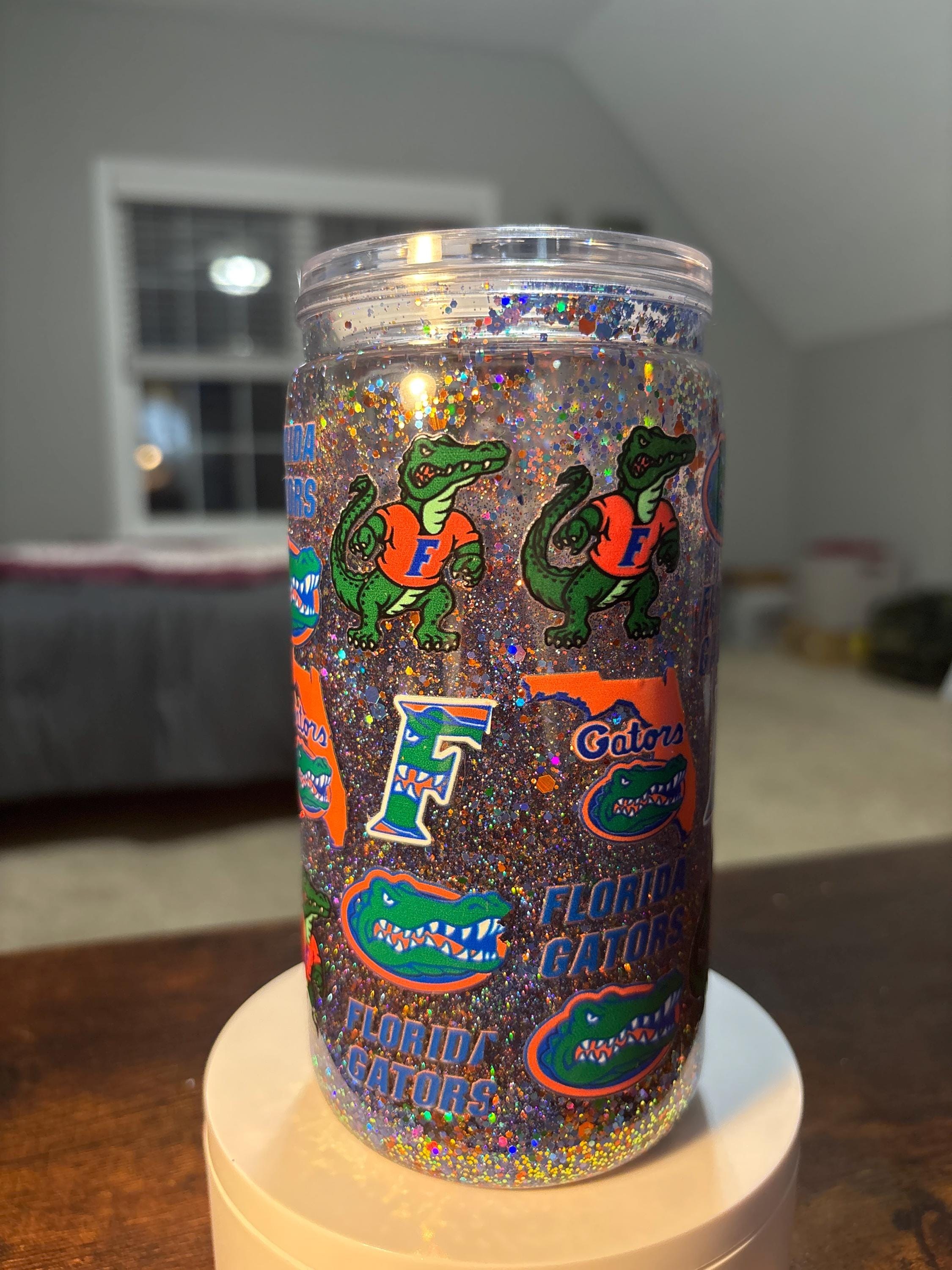 Florida Gators Snow Globe Tumbler | Handmade 16oz Acrylic Football Fan Cup | Gameday Gift