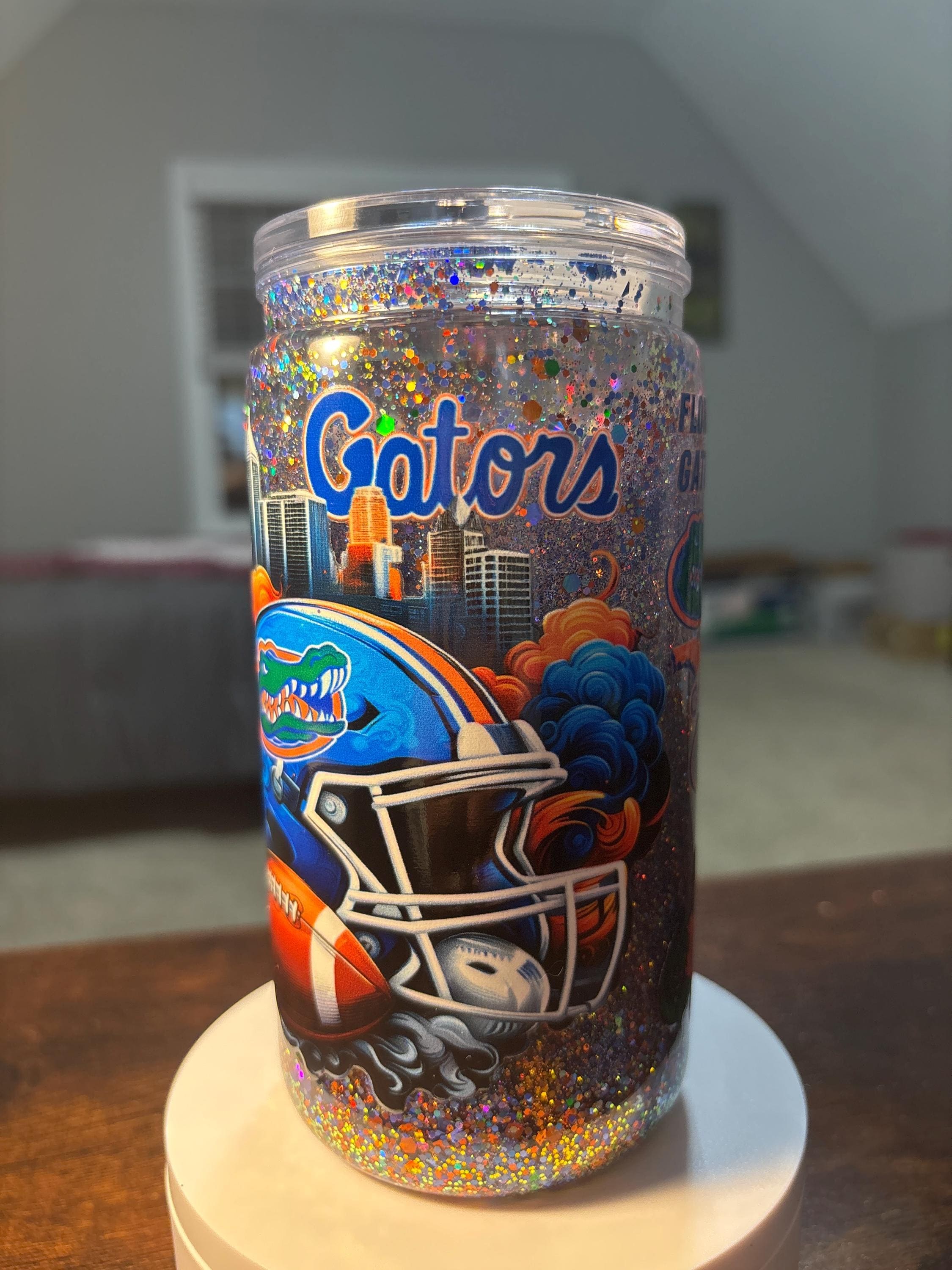Florida Gators Snow Globe Tumbler | Handmade 16oz Acrylic Football Fan Cup | Gameday Gift
